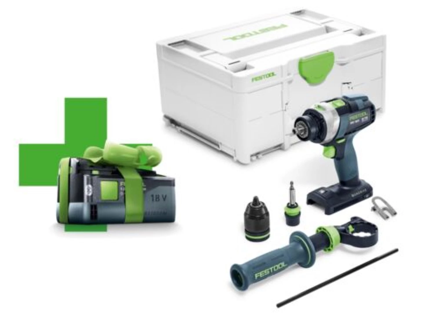 Festool TPC 18/4 I-Basic QUADRIVE 18V Li-Ion accu klopboormachine in systainer - met 5.2 Ah accu-image