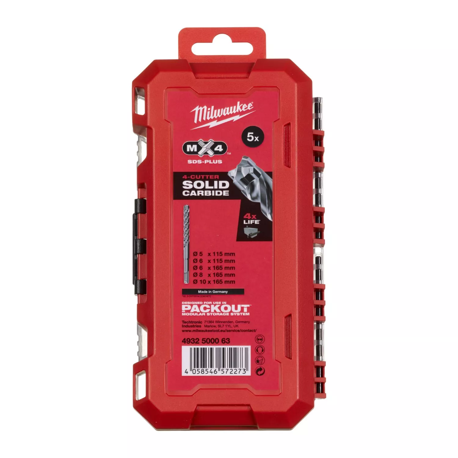 Milwaukee 4932500063 5-delige SDS-Plus MX4 hamerborenset - 4-kanten snijdend-image