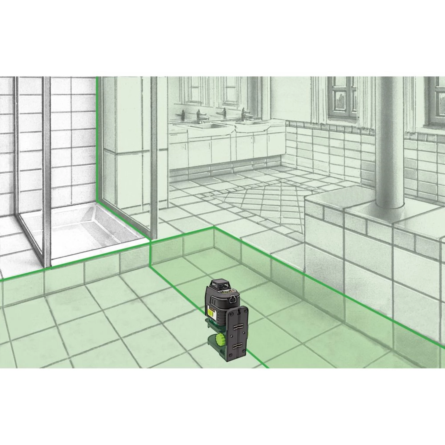 Laserliner PocketPlane-Laser 4G Kruislijnlaser in koffer - 4 lijnen - groen - 30m + SpiderStand statief-image