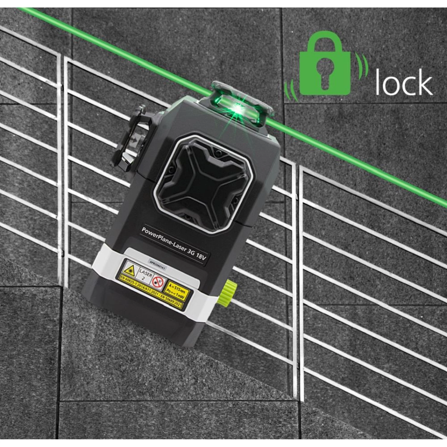 Laserliner PowerPlane-Laser 3G Multi-18V Kruislijnlaser in L-Boxx - 3 lijnen - groen - 60m - IP54 + VarioStand L laserstatief + DeWALT adapter-image