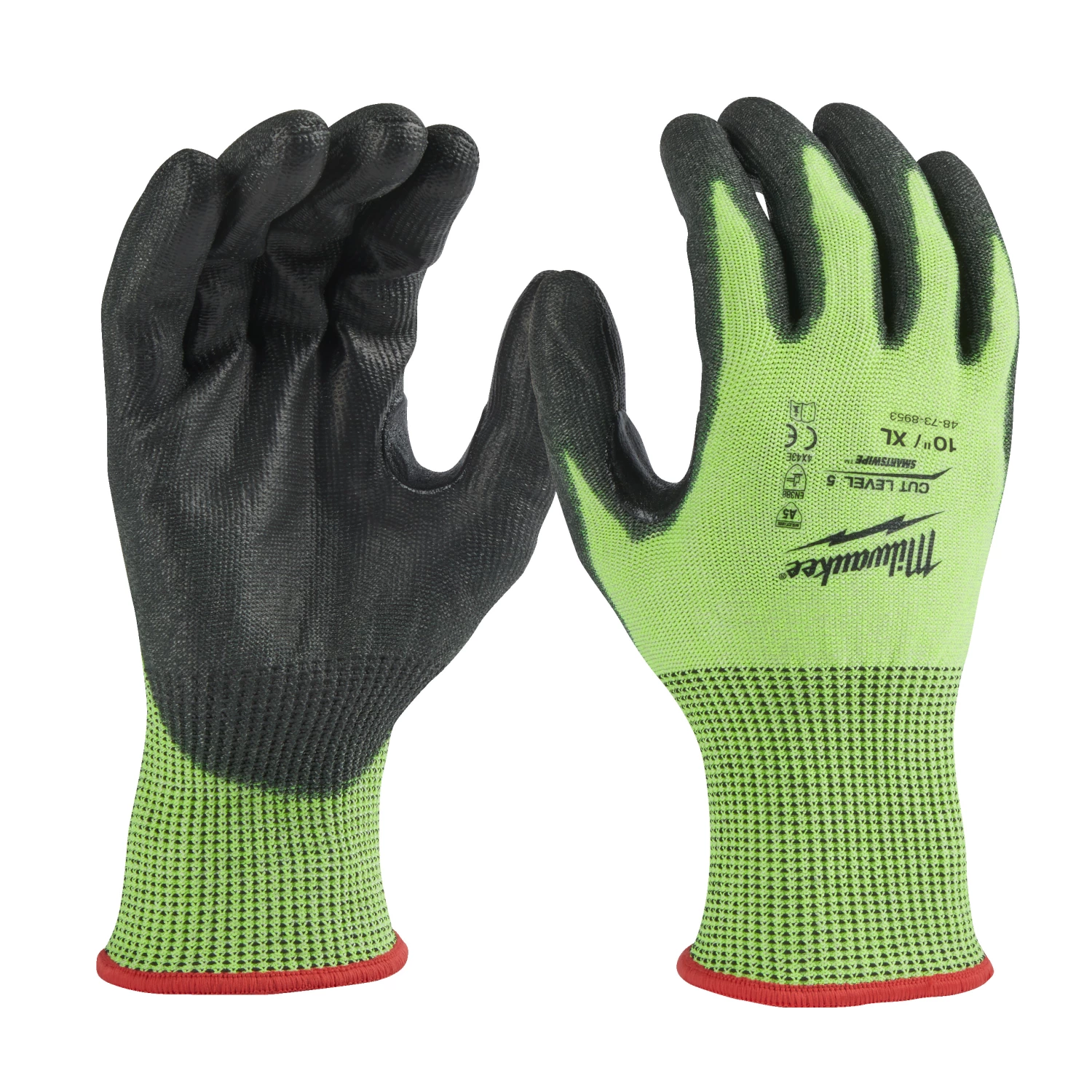 Milwaukee Gants de travail haute visibilité - classe de résistance aux coupures 5/E - 10/XL