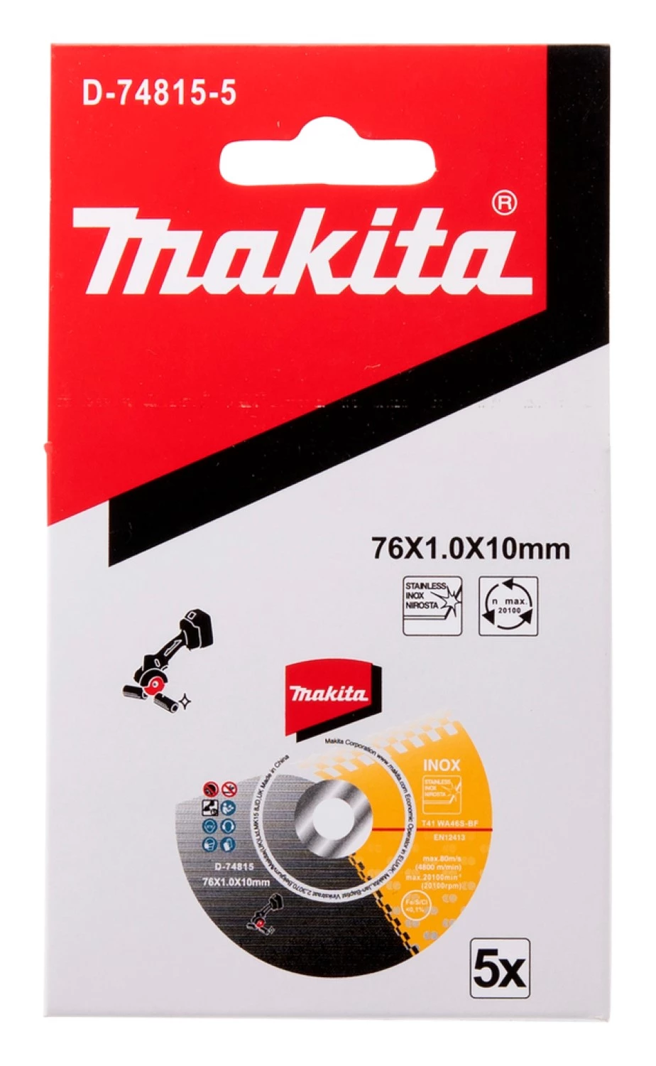 Makita D-74815 Doorslijpschijven -76 x 10 x 1.0mm - RVS (5st)-image
