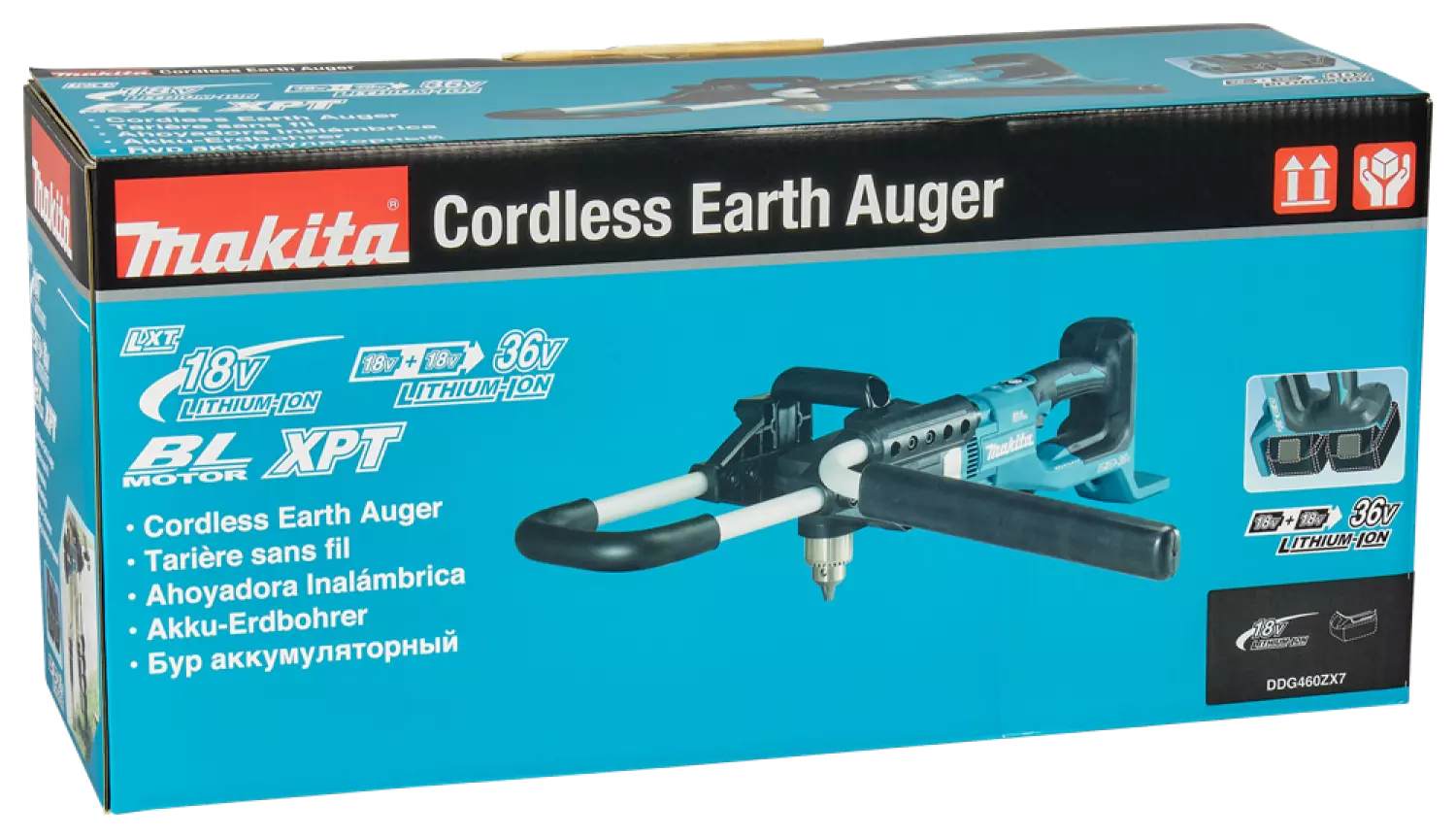 Makita DDG460ZX7 - Tarière sans fil incl. Adaptateurs - 13 mm - Brushless - 2 x 18V Li-ion - Machine seule-image