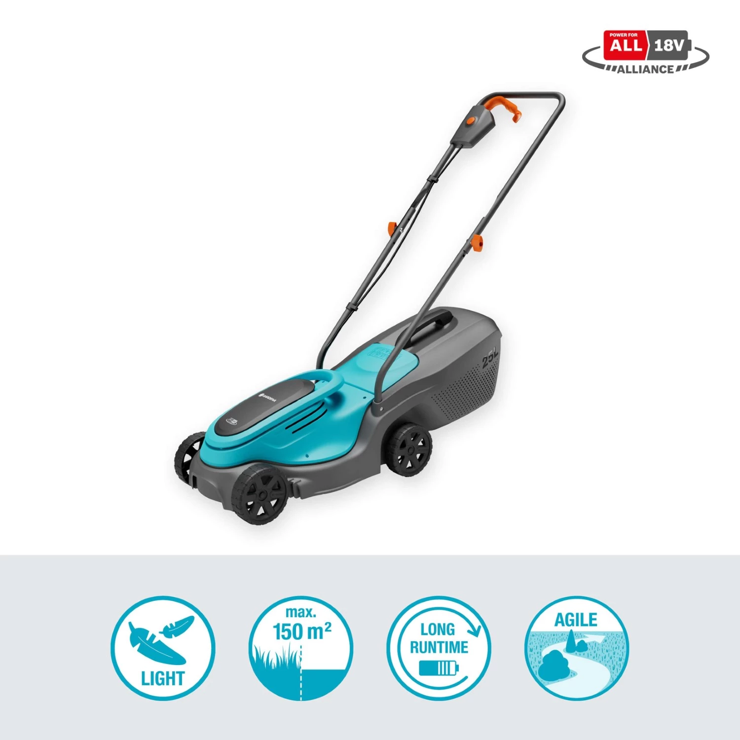 Gardena PowerMax 32/18V P4A kit tondeuse à gazon sans fil (1x 4,0Ah) - 32 cm-image