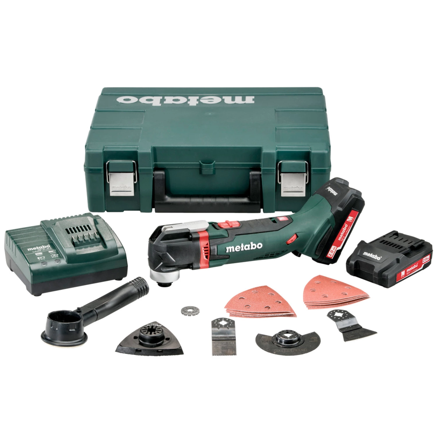 Metabo MT 18 LTX Outil multifonctions à batteries 18V Li-Ion (2x batterie 2.0Ah) + set d'accesoires 16 pièces dans coffret-image