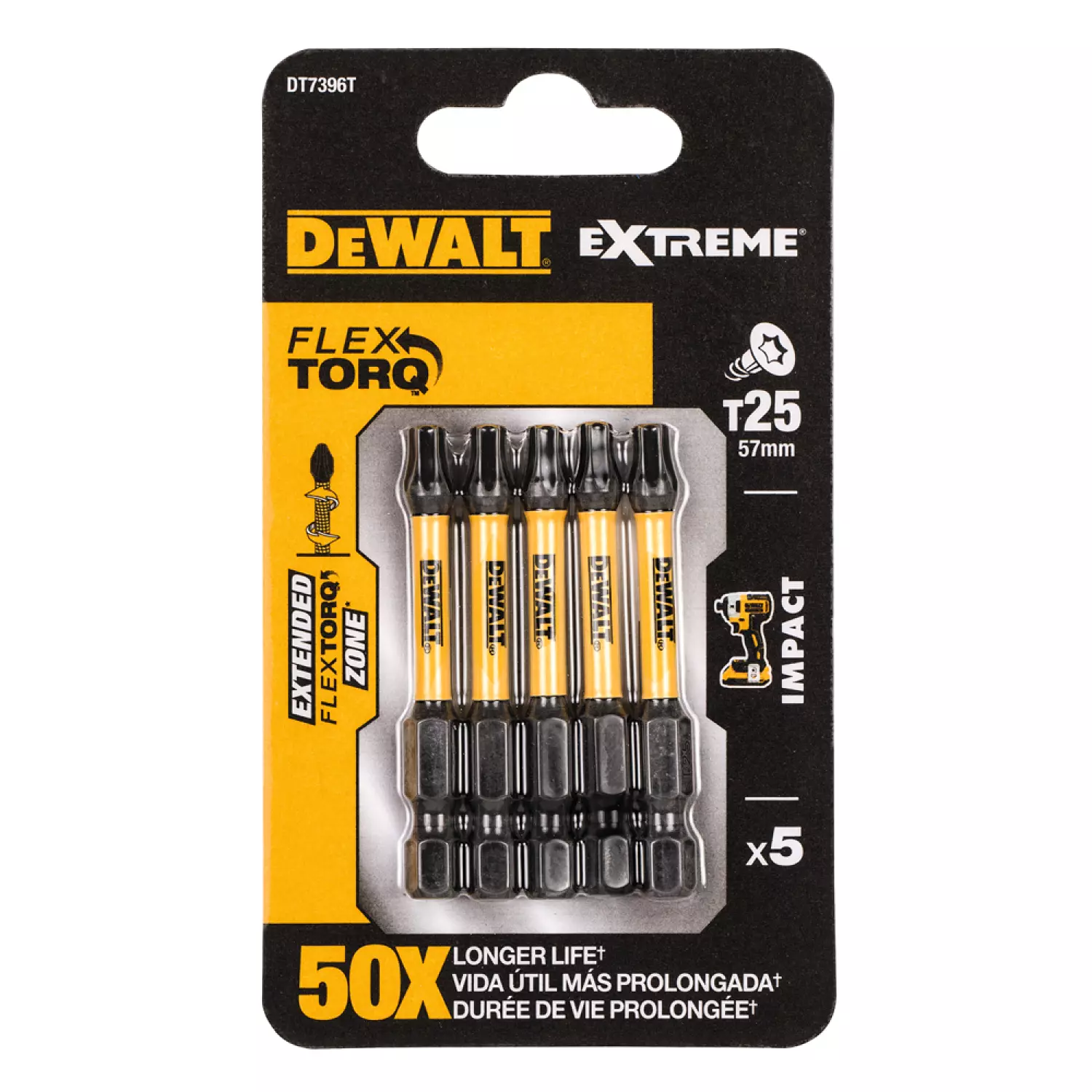 DeWalt DT7396T Embout à percussion - Torx - T25 x 50mm (5pcs)-image