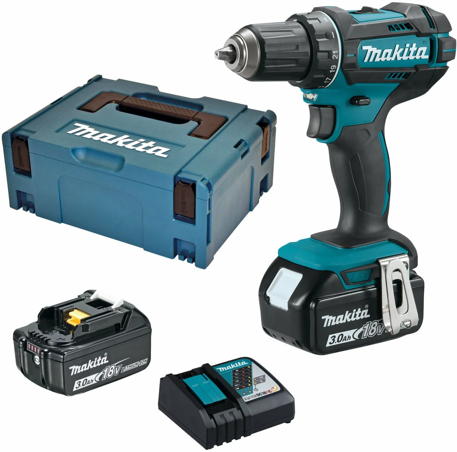 Makita DDF482RFJ 18V Li-Ion accu boor-/schroefmachine set (2x 3.0Ah accu) in Mbox-image