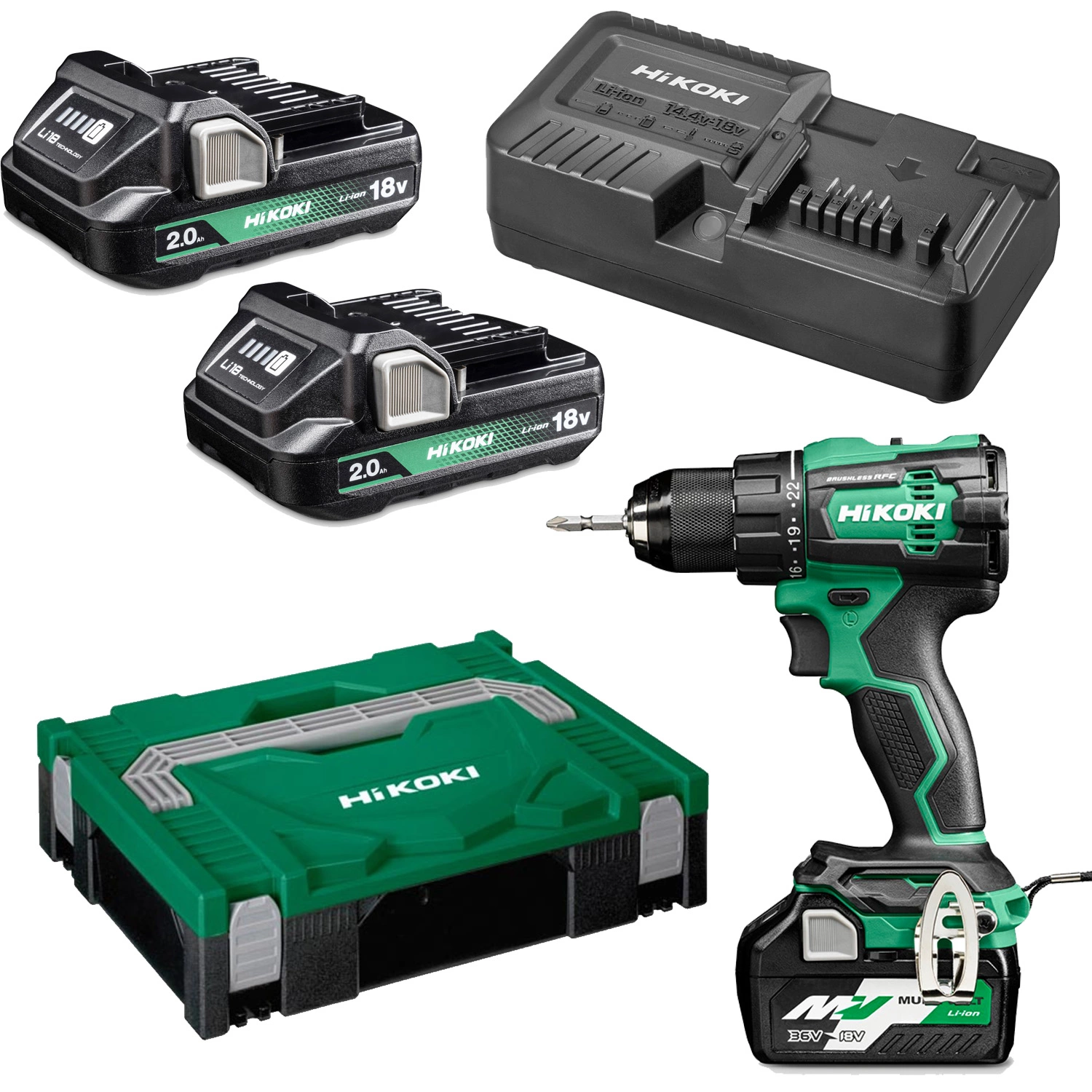 HiKOKI DS18DEWFZ Perceuse visseuse Set en HSC 18.0V Batterie 70Nm-image