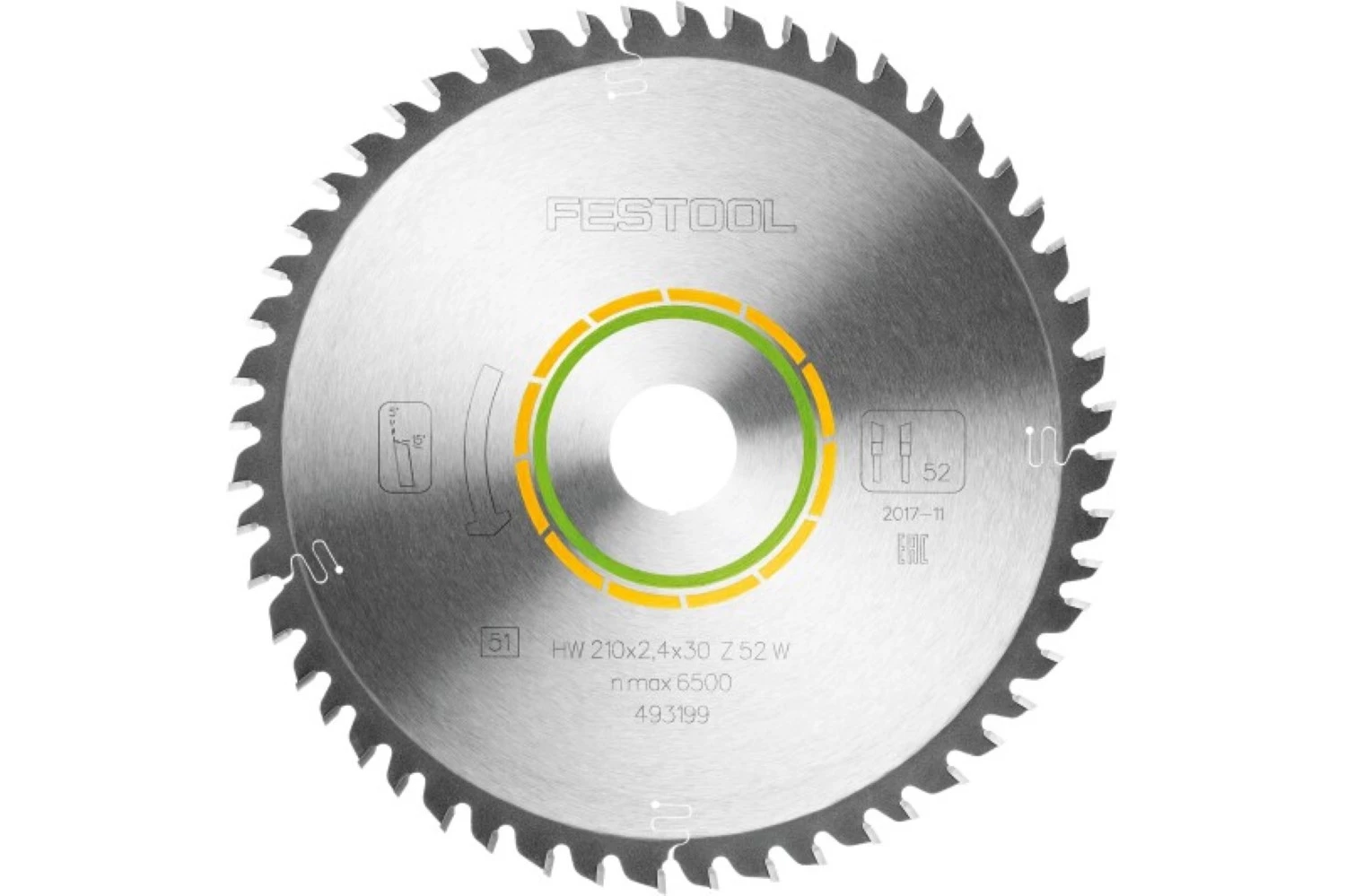 Festool 493199 / 210x2,4x30 W52 Cirkelzaagblad - 210 x 30 x 52T - Hout-image