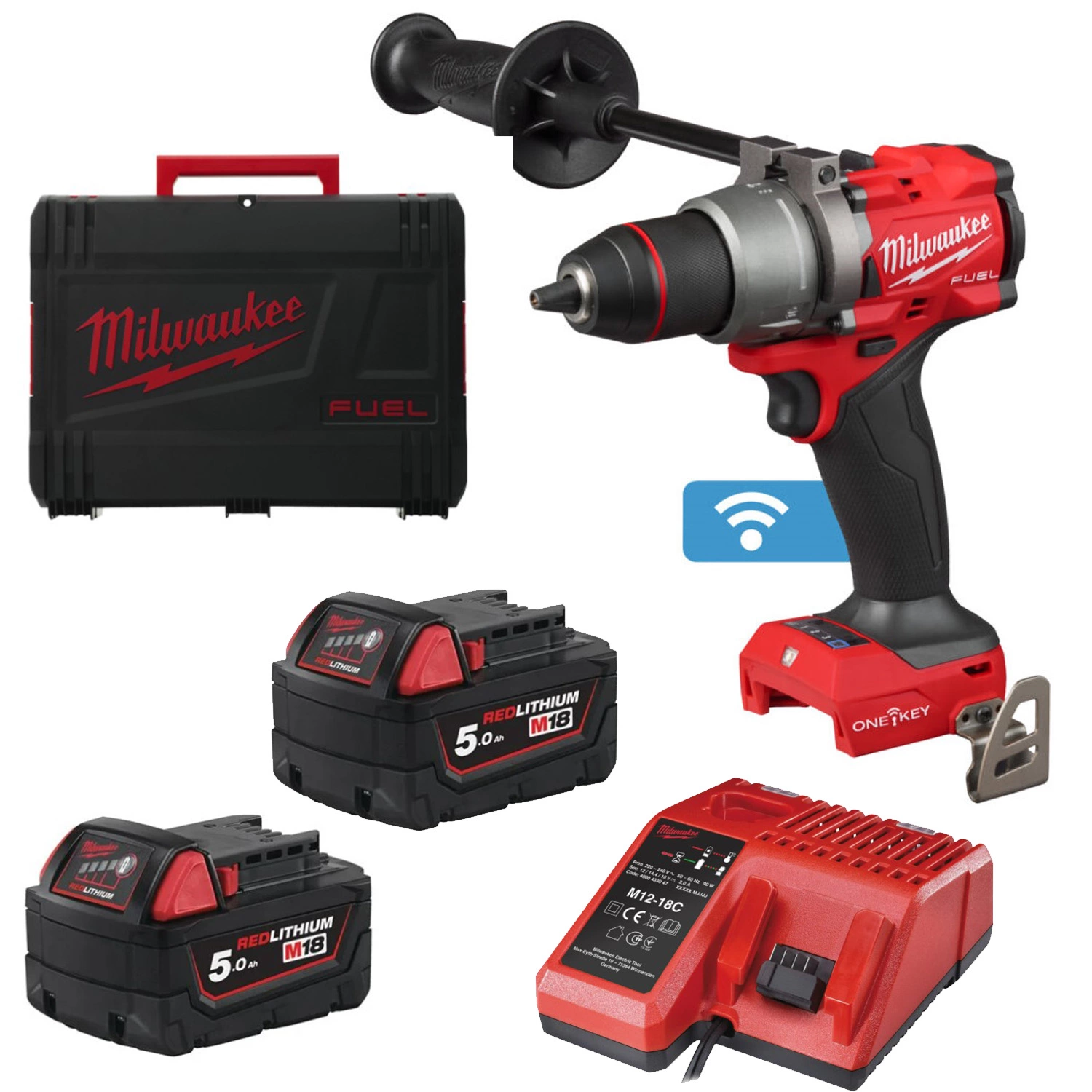 Milwaukee M18 ONEPD3-502X 18V Li-ion accu klopboormachine set (2x 5.0Ah) in HD Box-image