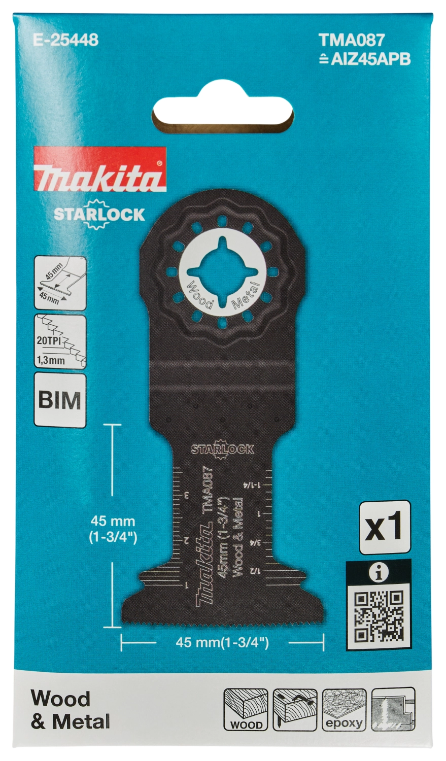 Makita E-25448 TMA087 Lame de scie pliante 45 x 45 mm - Bois et acier (1 pièce)-image