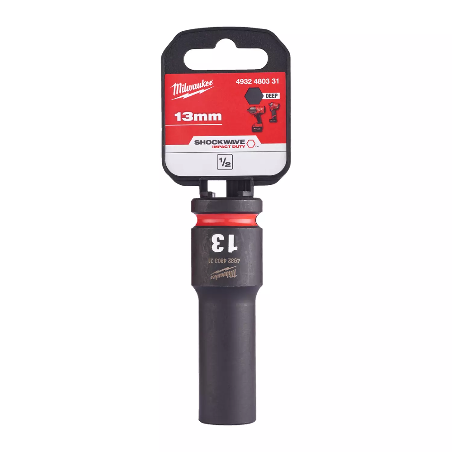 Milwaukee 4932480331 SHOCKWAVE lange krachtdop - 13mm - 1/2"-image