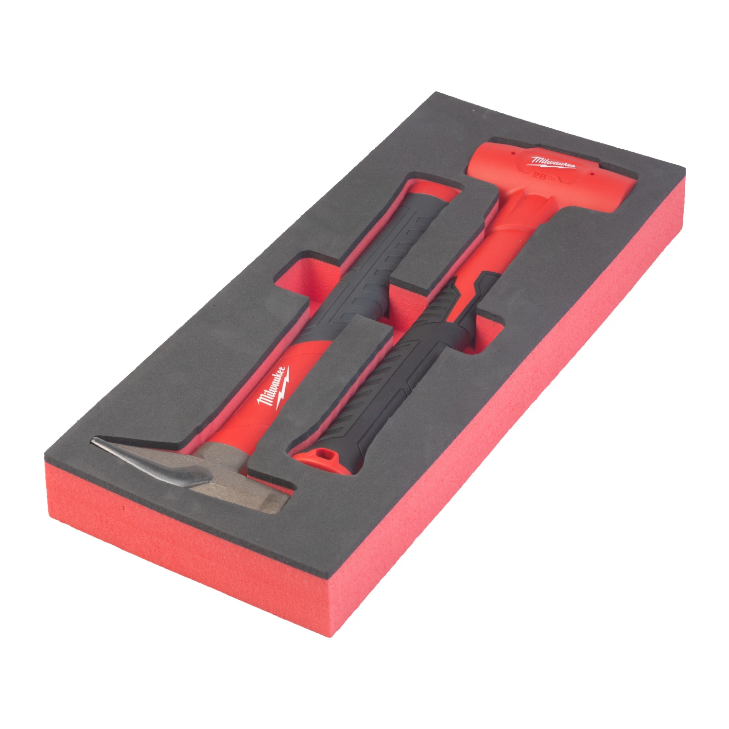 Milwaukee 4932493253 Marteau d'établi 500 grammes + marteau à percussion 450 grammes - 2-piece hammer set - inlay en mousse-image