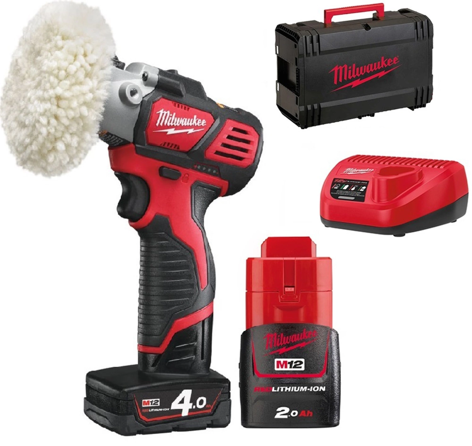 Milwaukee M12 BPS-421X 12V Li-Ion accu schuur-/polijstmachine set (1x 4.0Ah & 1x 2.0Ah accu) in HD Box-image