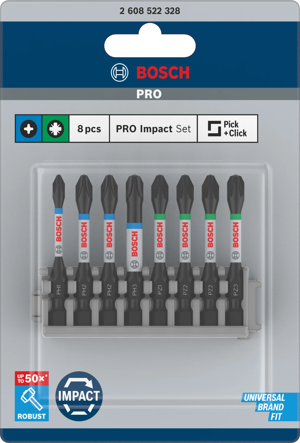 Bosch 2608522328 8 Delige Control impact bits - PH1/2/3 / PZ2/3-image