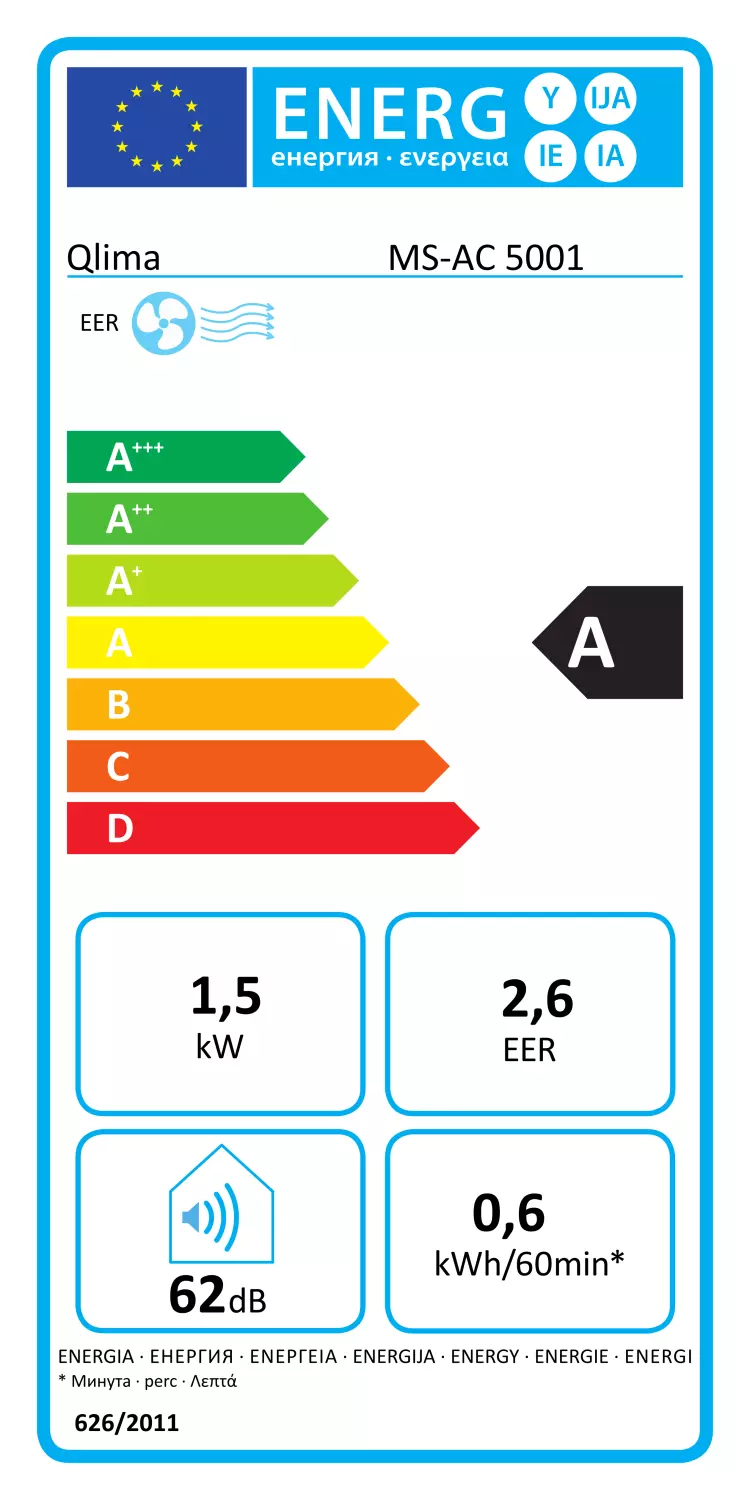 Qlima MS-AC 5001 Climatiseur split unit Blanc/Noir - 1.46kW-image
