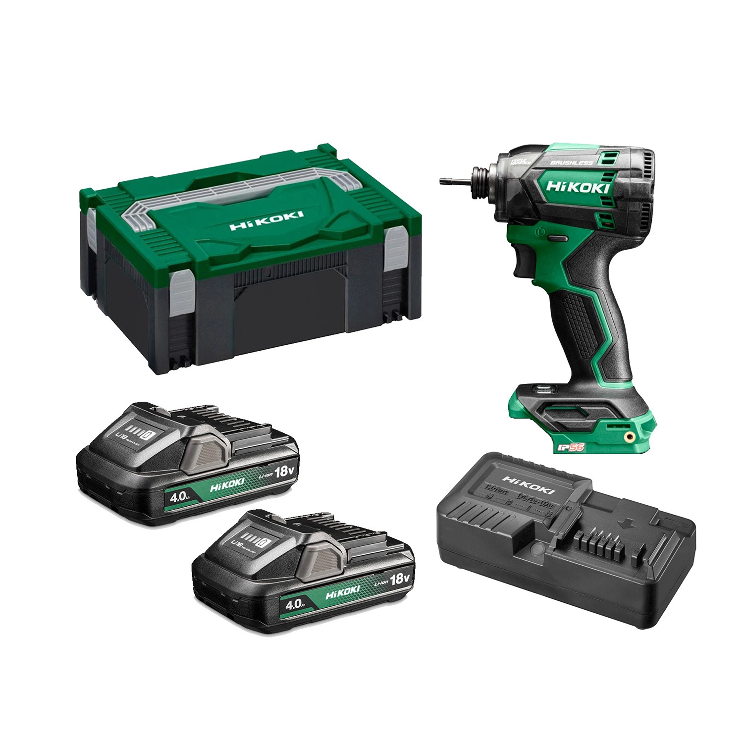 HiKOKI WH18DCWHZ Visseuse à percussion Accu - 1/4"- 18V avec 2 batteries 4.0Ah et chargeur dans HSC II-image