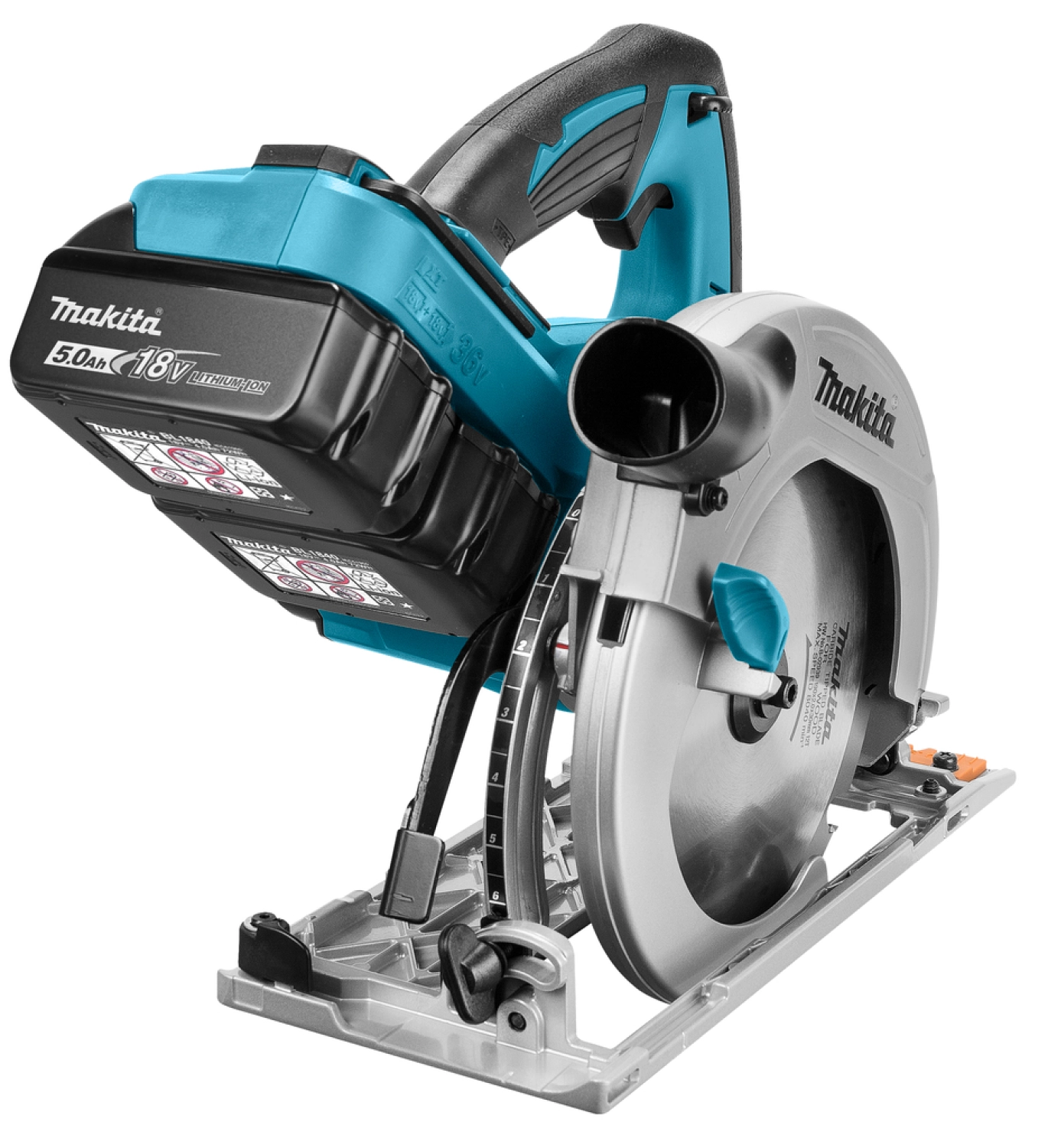 Makita DHS710RT2J Scie circulaire sans-fil - 36V Li-ion (2x 18V) - 2 batteries 5,0 ah - MAKPAC - 190 mm-image