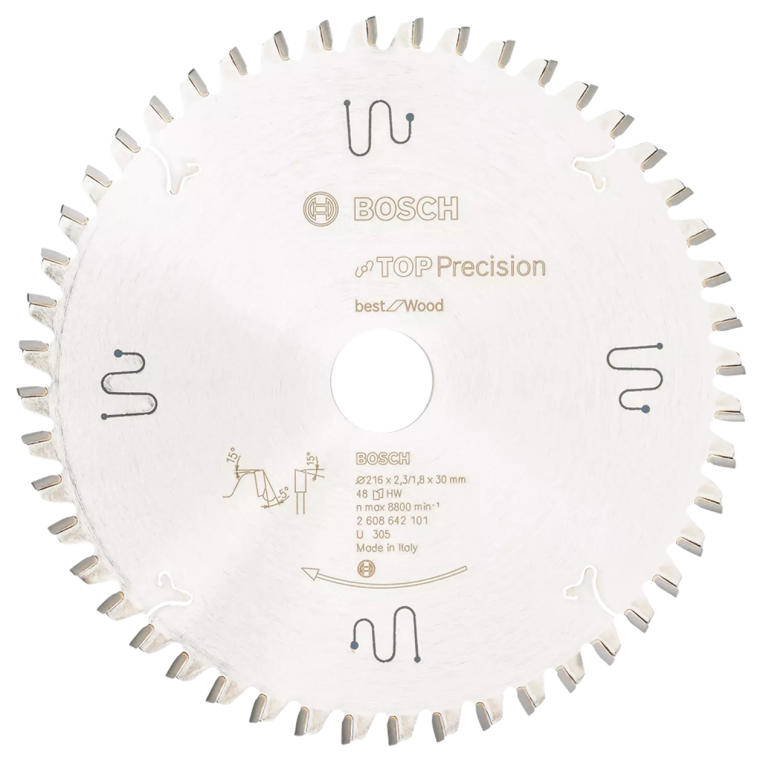Bosch 2608642101 - Lame de Scie Circulaire Top Precision Best pour Wood, 216 x 30 x 2,3 mm, 48D