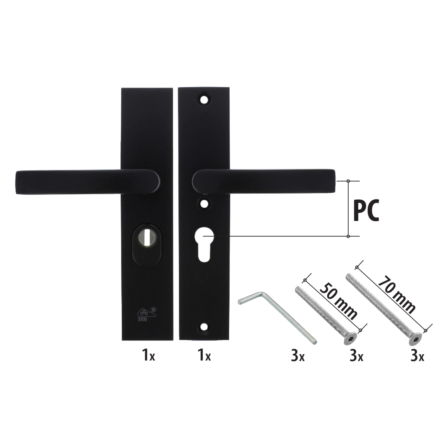 Starx 86.101.37 Veiligheidsbeslag - Krukgarnituur - SKG3 - Langschild - Aluminium - Zwart-image