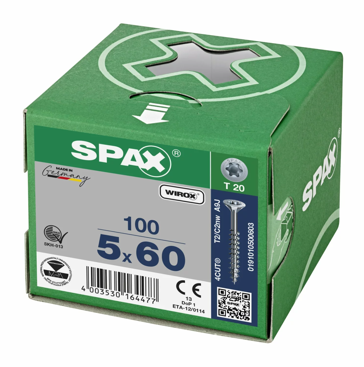 SPAX 191010500603 Universele schroef, Verzonken kop, 5 x 60, Deeldraad, T-STAR plus T20 - WIROX - 100 stuks-image