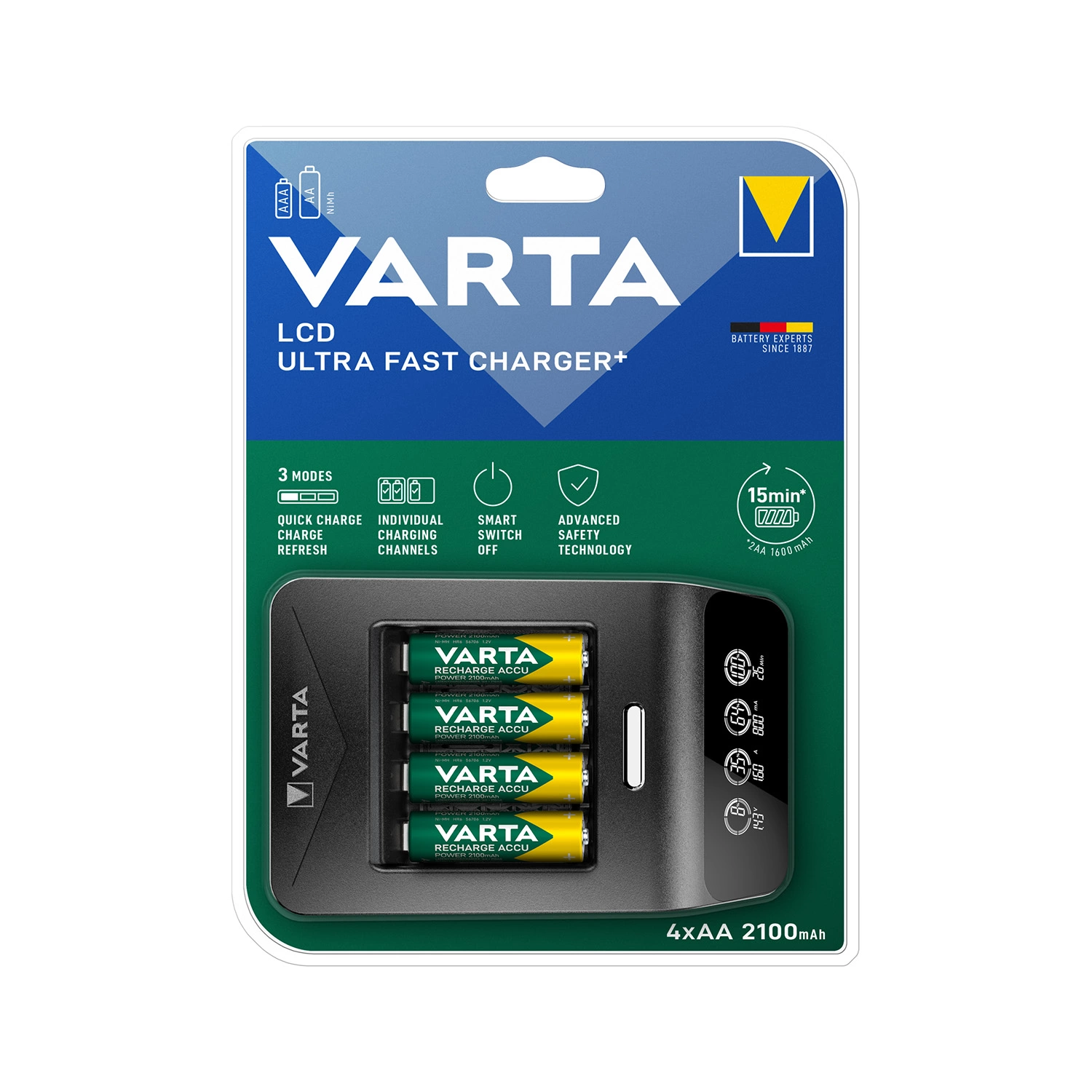 Varta LCD Ultra fast charger+ chargeur en 15 minutes - 1 pièce-image