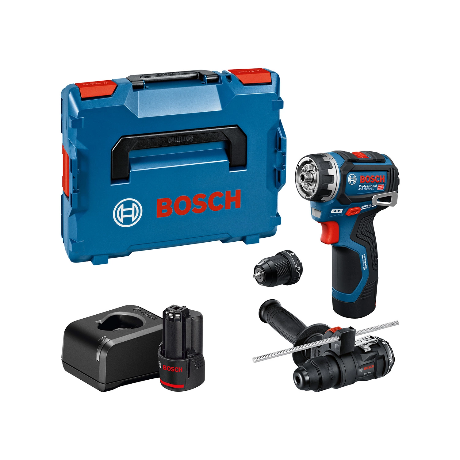 Bosch GSR 12V-32 FC 12V Accu schroefboormachine set met opzetstukken (2x2.0Ah accu) in L-Boxx-image