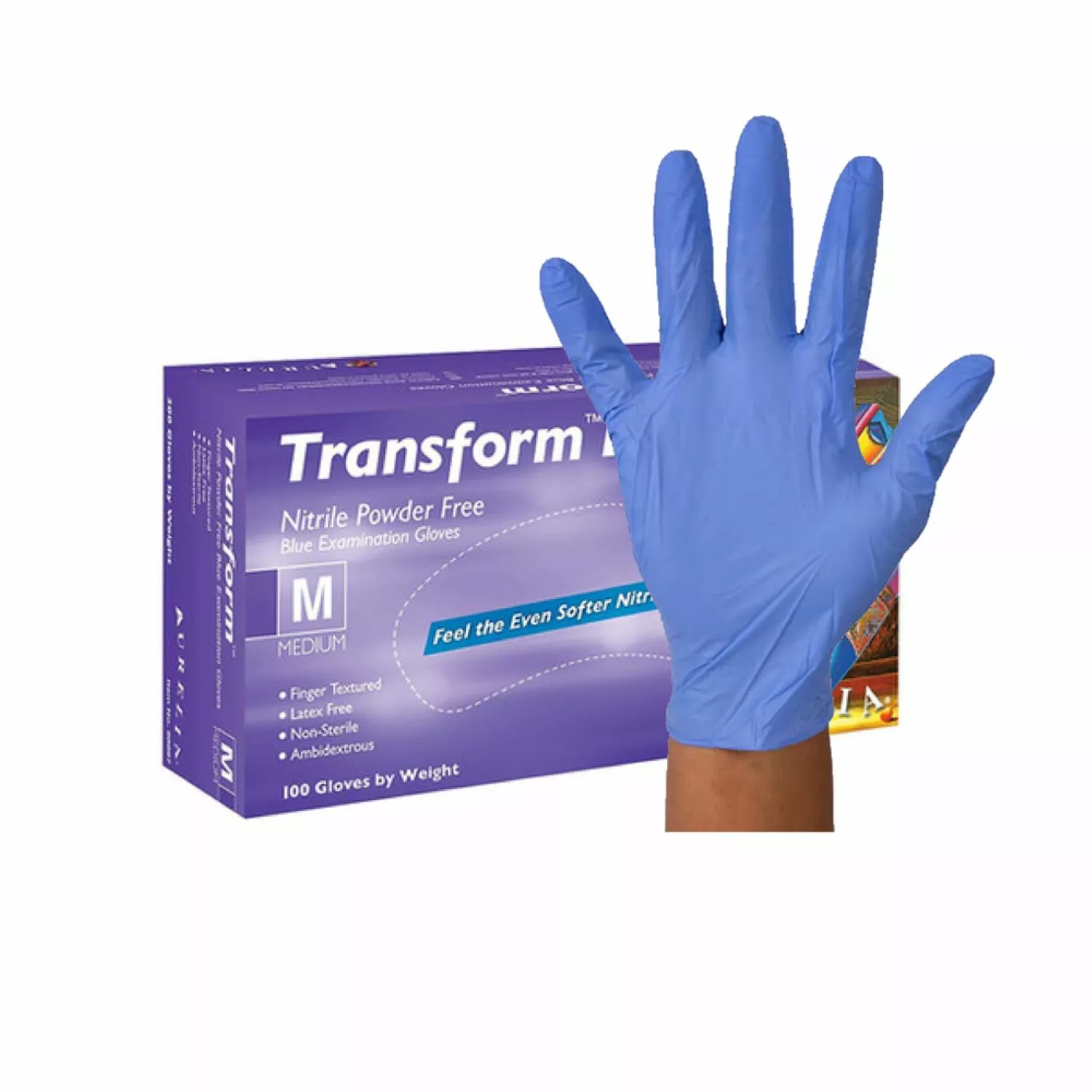 Aurelia 100-252-007 Transform Gant de Travail - 100 pcs - Nitrile - Sans Poudre-image
