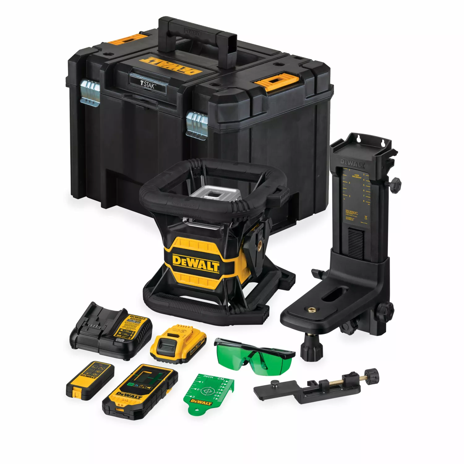 DeWALT DCE080D1GS 18V Ensemble de laser rotatif incl. récepteur dans une mallette - Vert - 30m - IP67-image