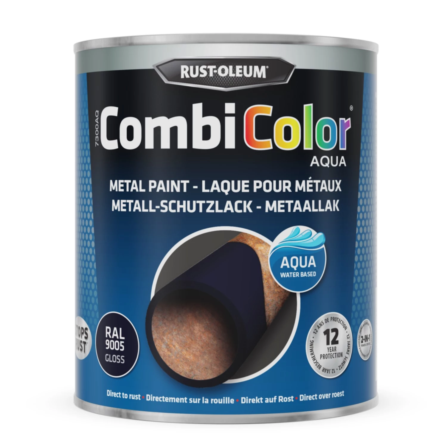 Rust-Oleum Combicolor Aqua Hoogglans - Ral 9005 zwart zijdeglans - 0,75L-image