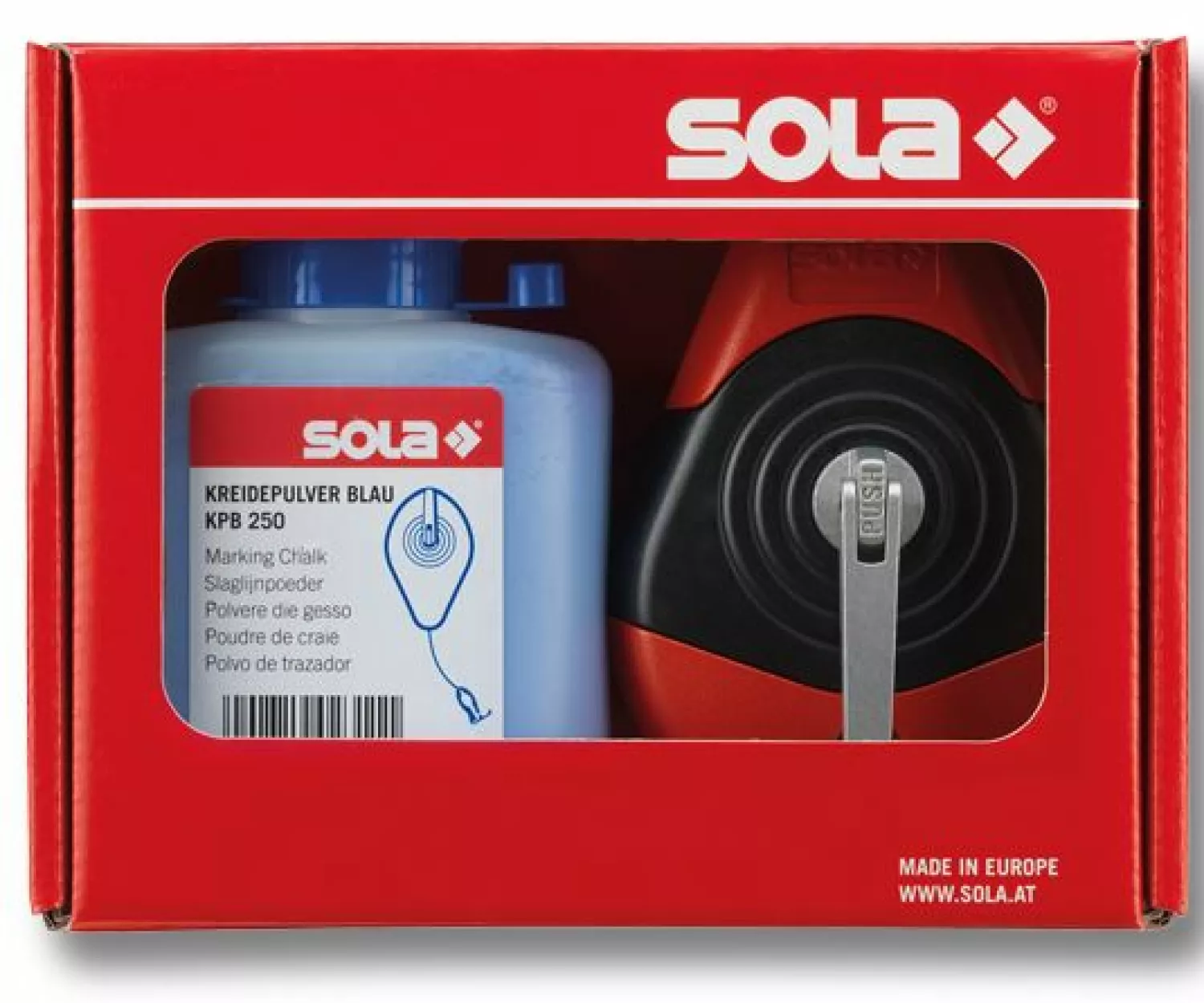 Sola CLP 30 SET B Mètre à tracer avec poudre - 30 m - Bleu-image