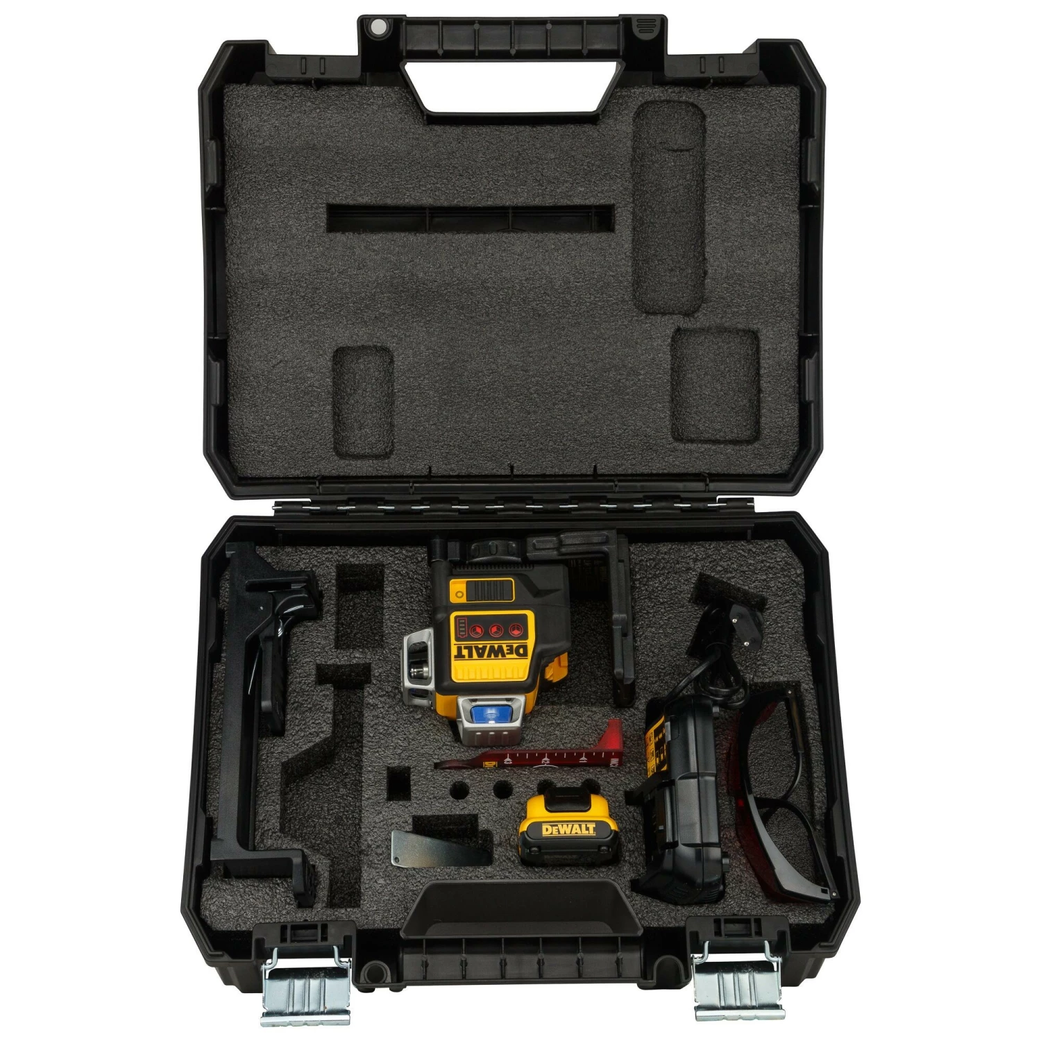 DeWALT DCE089D1R 10,8V Li-Ion accu zelfnivellerende 3x360° graden multilijnlaser set (1x 2.0Ah accu) in koffer - 3 lijnen - 15m - rood-image