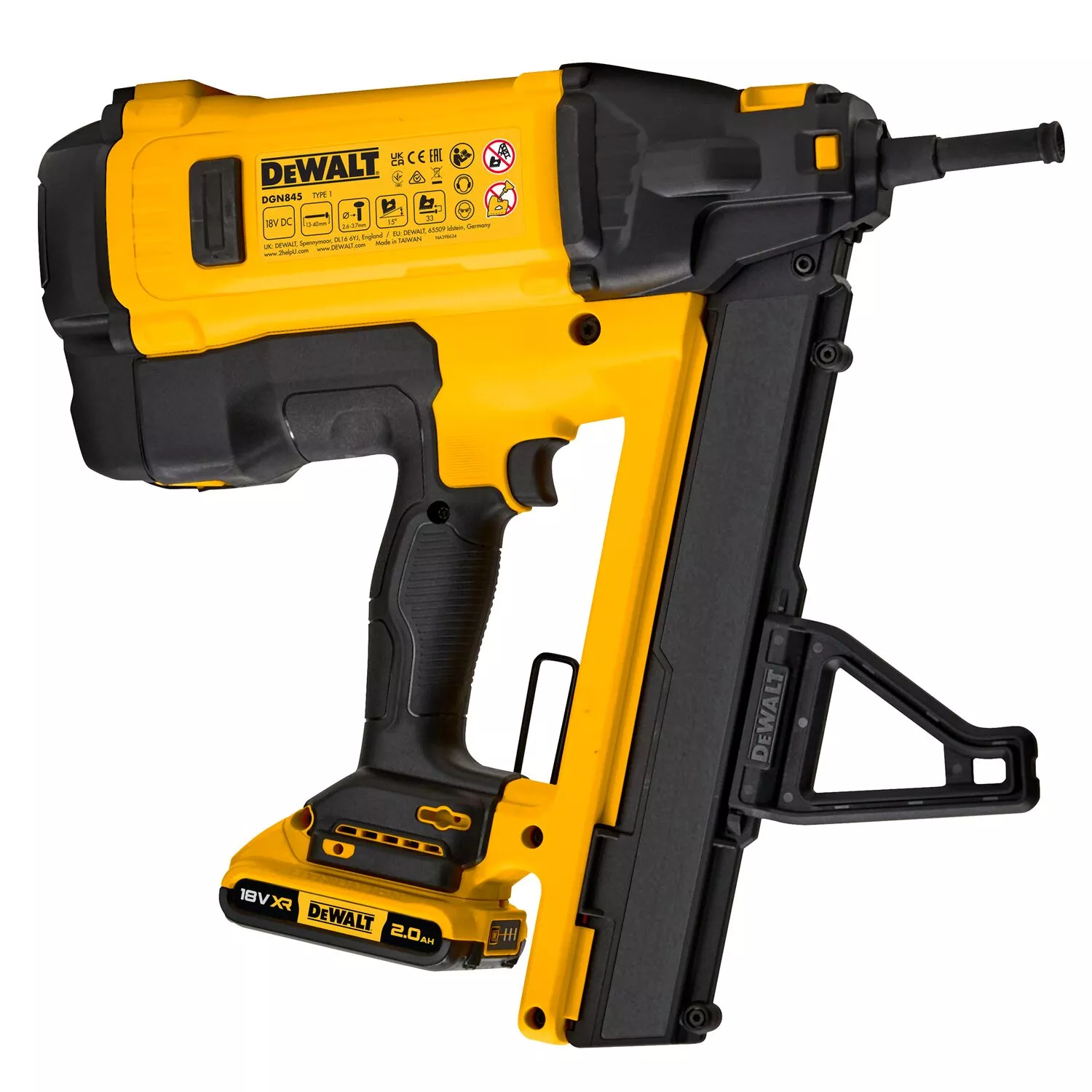 DeWALT DGN845D1 18 V Li-ion C6 TRAK-IT Kit agrafeuse à béton à gaz (1 batterie 2,0 Ah) dans un coffret - 13-40 mm-image