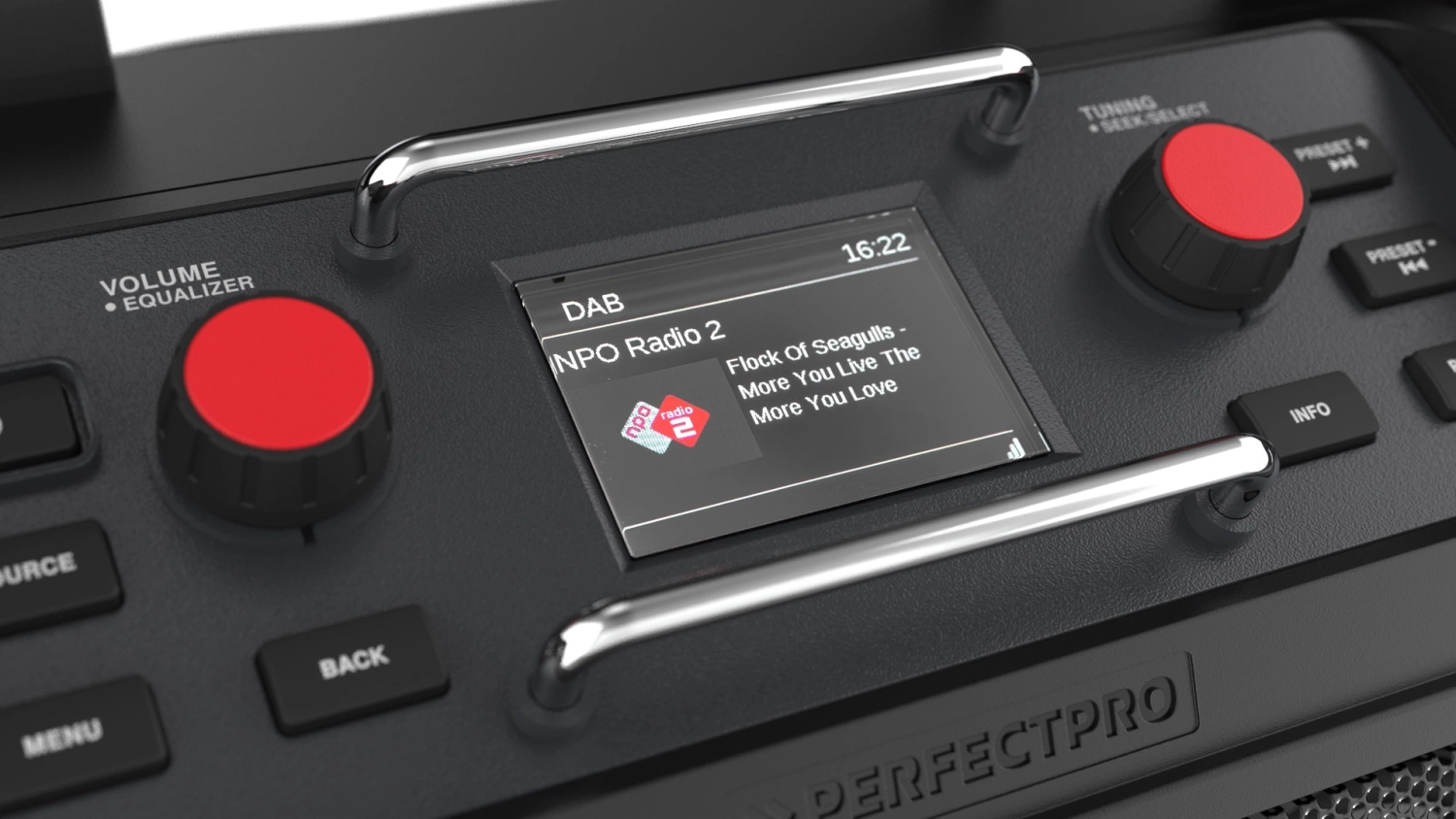 PerfectPro ROCKPRO Bouwradio - FM RDS / DAB+ - AUX-in - bluetooth - werkt op netstroom en lithium accu-image