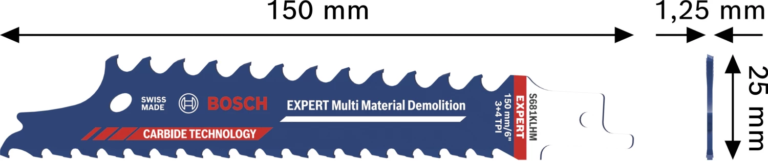 Bosch EXPERT S681KLHM Lame de scie sabre de démolition - 80 mm - multi-matériaux-image