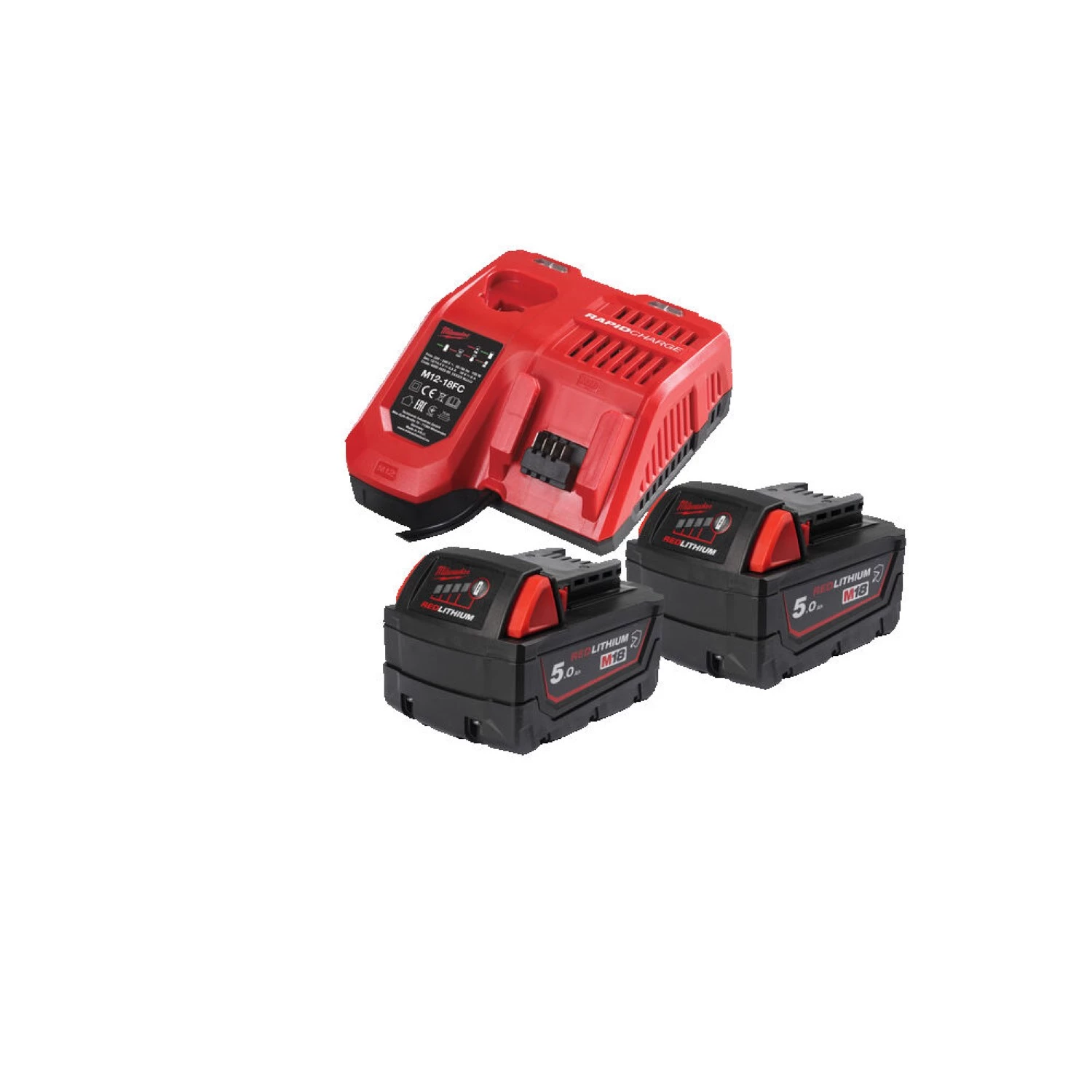 Milwaukee M18 NRGCR-502 Kit de démarrage batterie Li-ion 18 V (2 batteries 5,0 Ah) + chargeur - Résistant aux produits chimiques-image