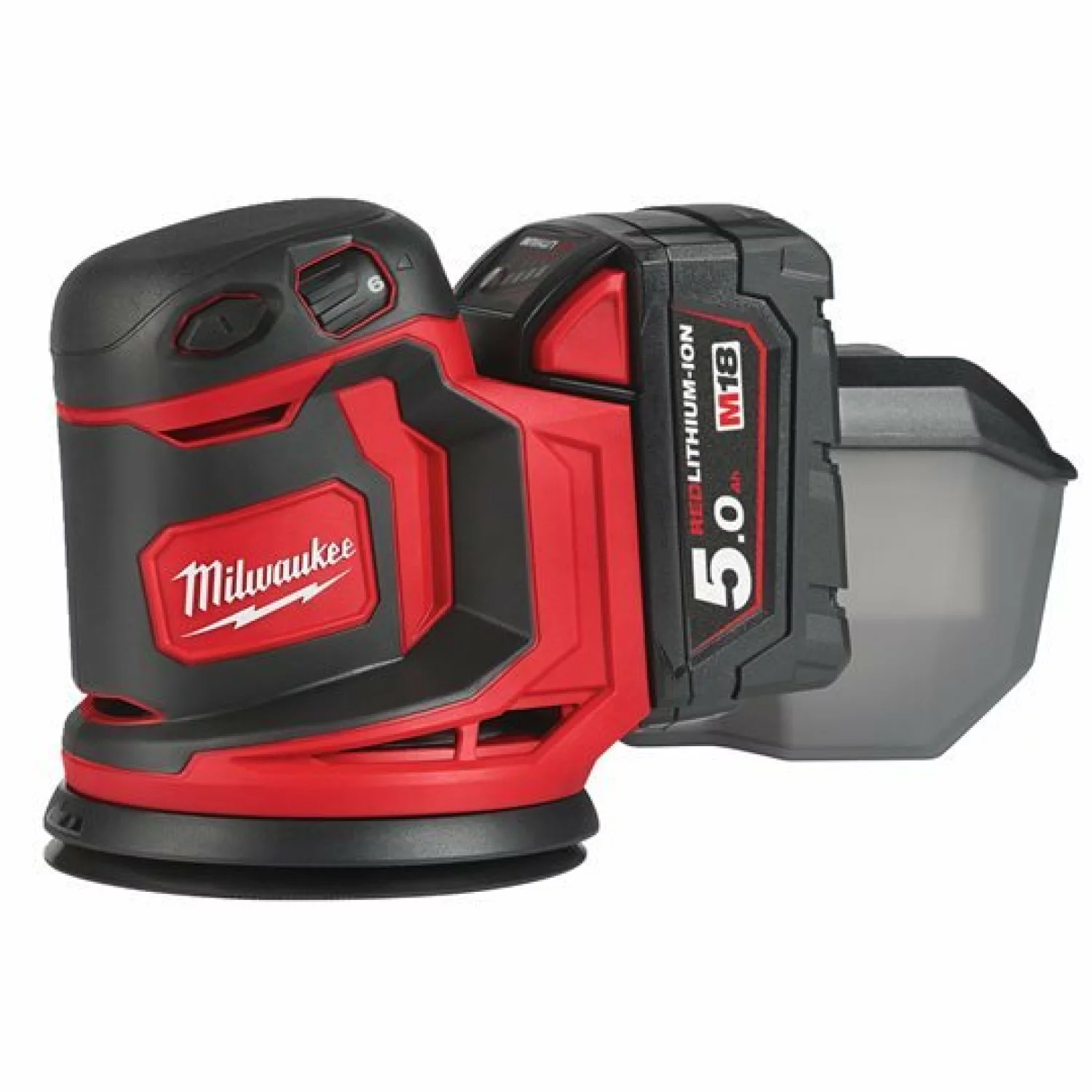 Milwaukee M18 BOS125-502B Set de ponceuse excentrique à batterie Li-Ion (2x batterie 5.0Ah) dans le sac - 125mm-image