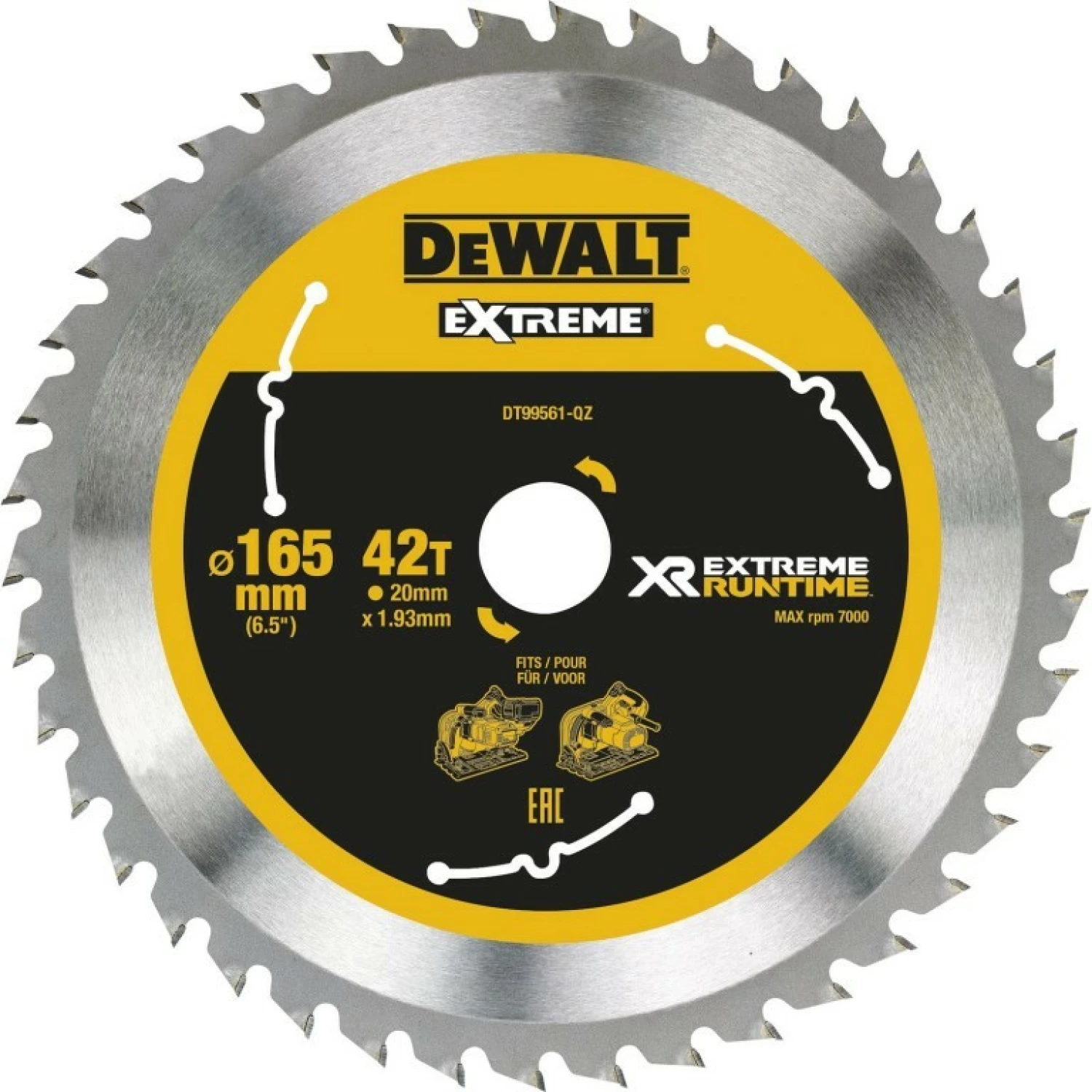DeWalt DT99561 Cirkelzaagblad - 165 x 20 x 42T - Hout-image