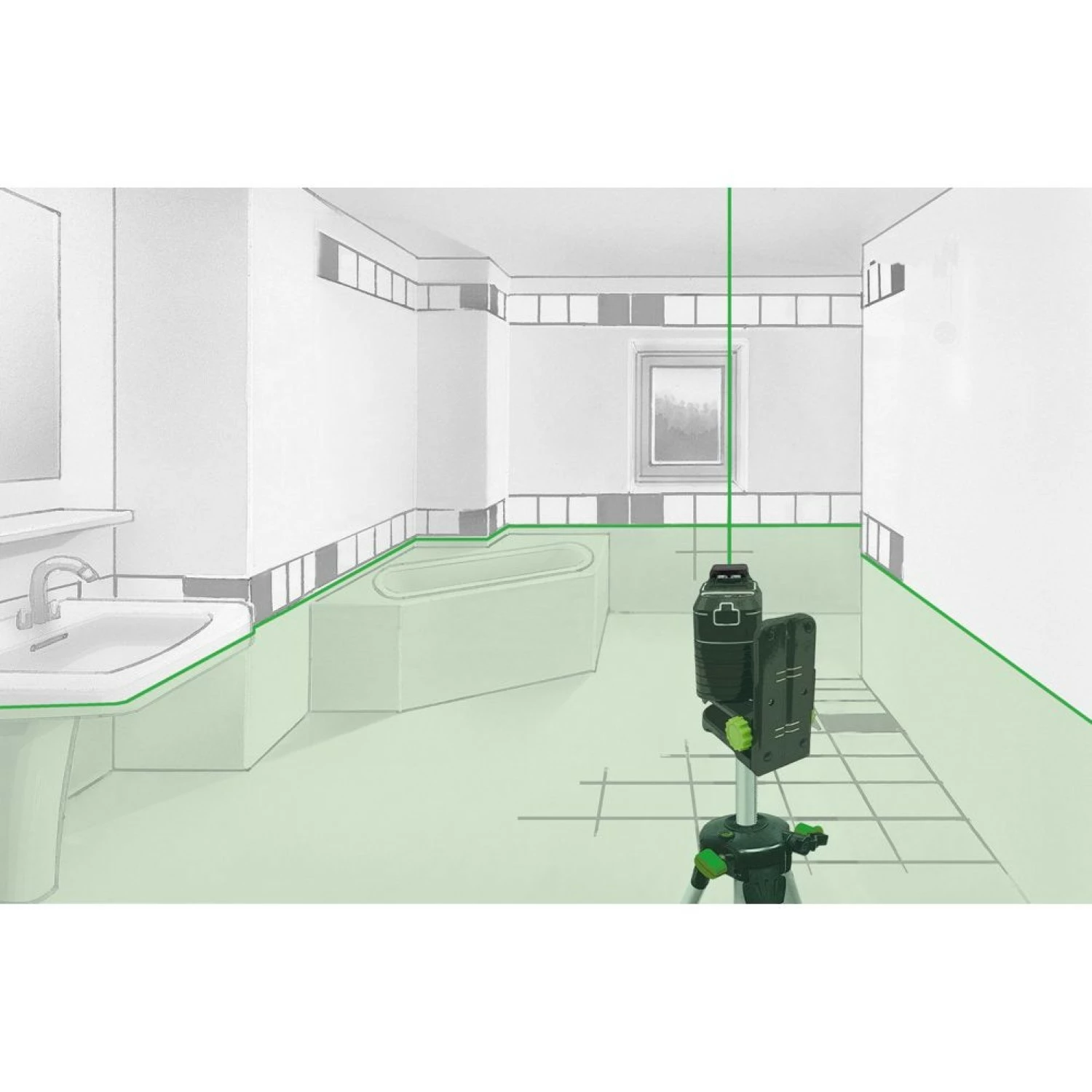 Laserliner PocketPlane-Laser G360 Cross Line Laser set incl. tripode et étui - Vert - 55m-image