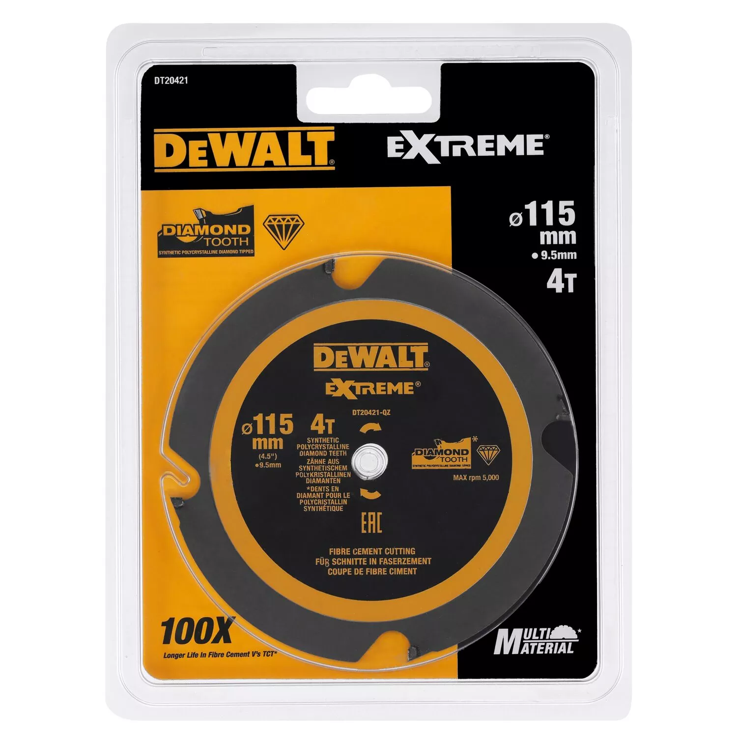 Dewalt DT20421 Lame de scie circulaire CZB PCD stratifié/fibre ciment 115x9.5x4t pour DCS571-image