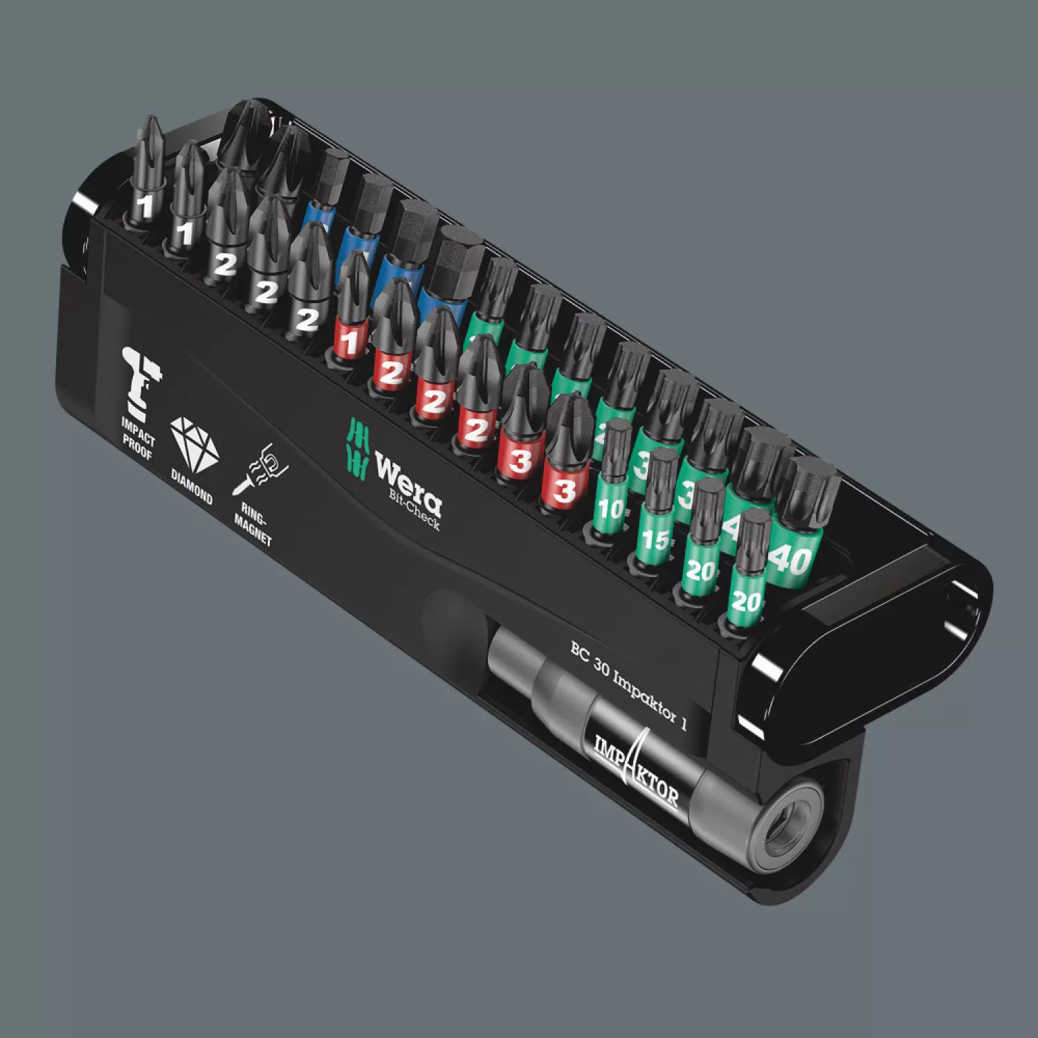 Wera 05006617001 26-pièces Kraftform Kompakt VDE Big Pack 1 set de lames interchangeables en étui + 05057690001 30-pièces Bitcheck Impaktor 1 set de bits - PH/PZ/TX/HX-image