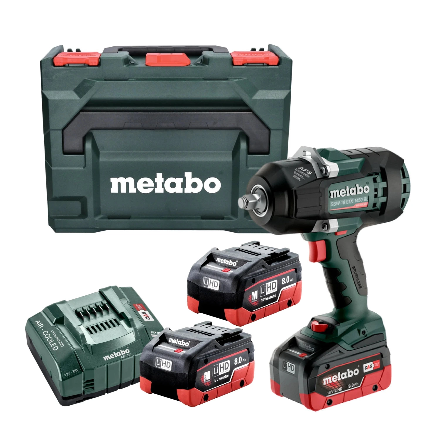 Metabo SSW 18 LTX 1450 BL Jeu de clés à chocs sans fil 18V Li-ion (2x8.0Ah LiHD batterie) dans Metabox-image