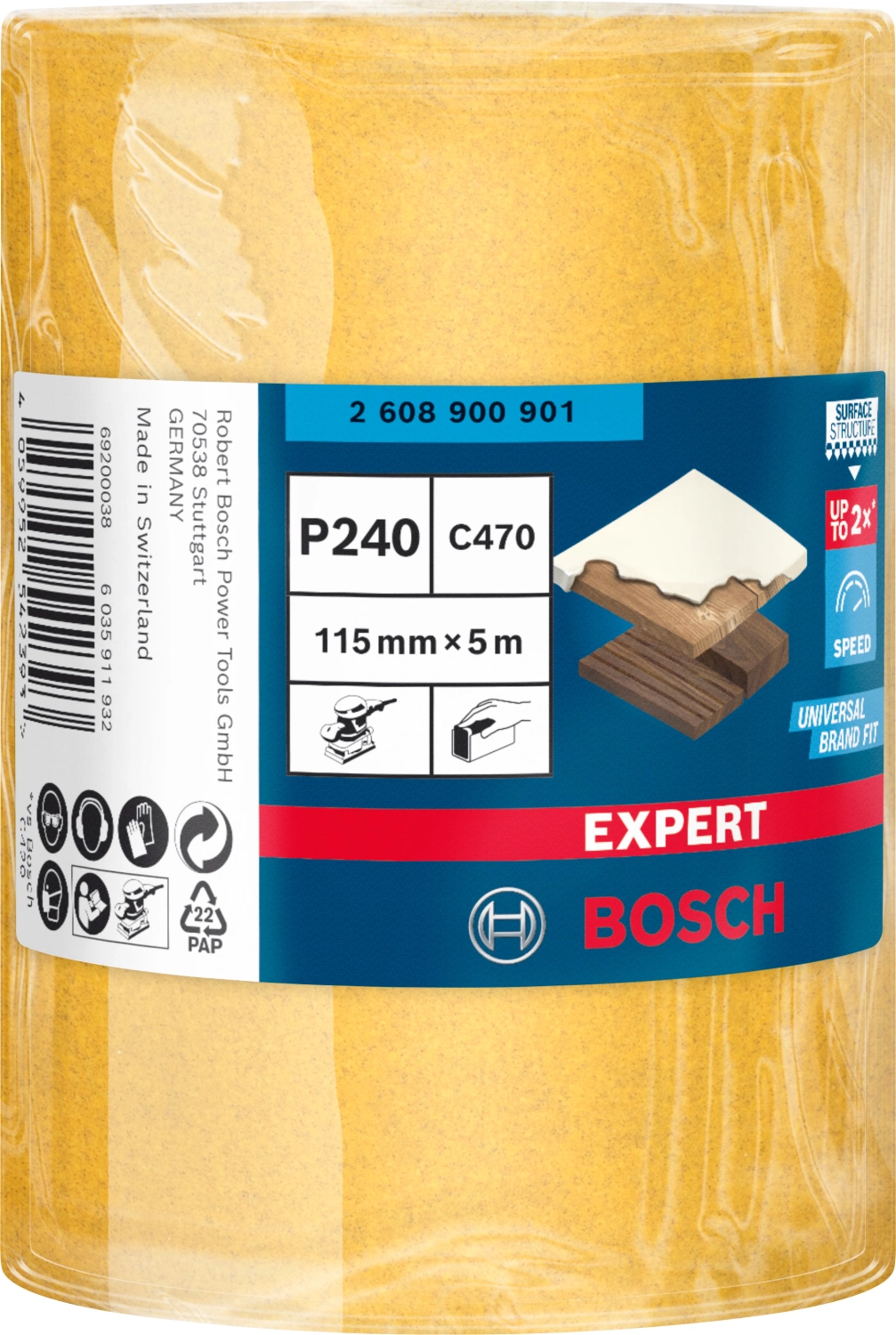 Bosch 2608900901 EXPERT C470 schuurpapierrol voor handmatig schuren - 115 mm x 5 m - K240-image