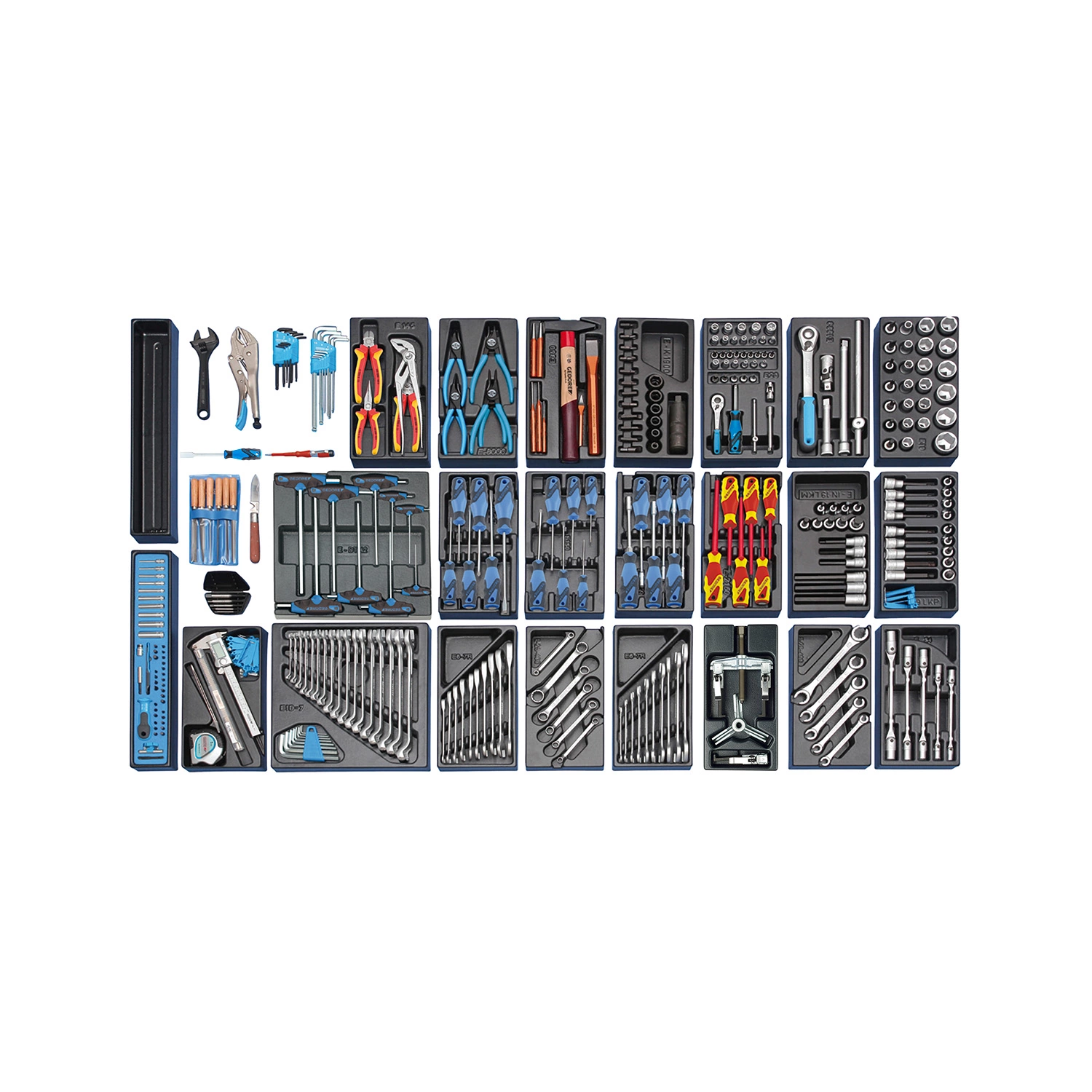 Gedore 2657716 1500 ES-03-2004 Chariot à outils en acier rempli - 325 pièces - 9 tiroirs-image