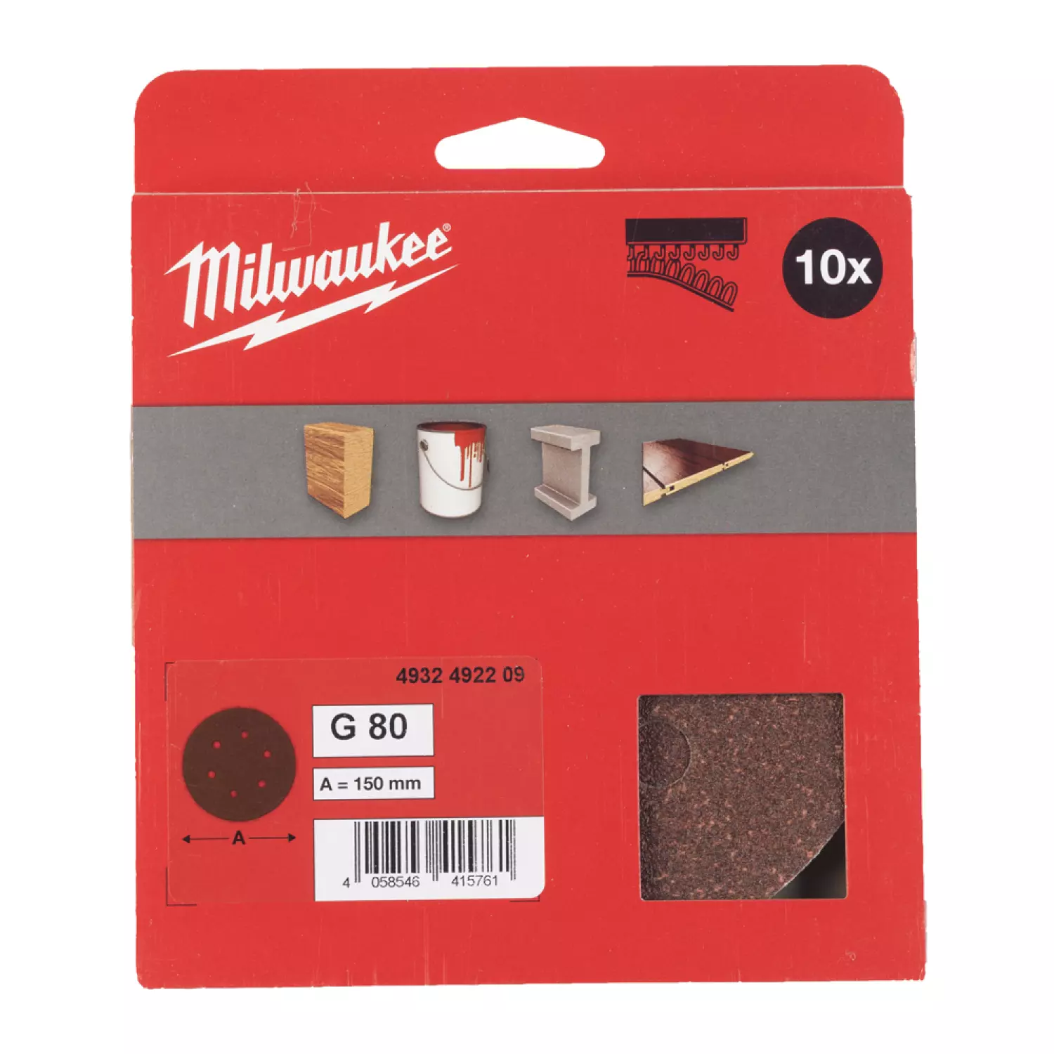 Milwaukee 4932492209 Schuurpapier voor vlakschuurmachines 150/6 HL G80 - 10 stuks-image