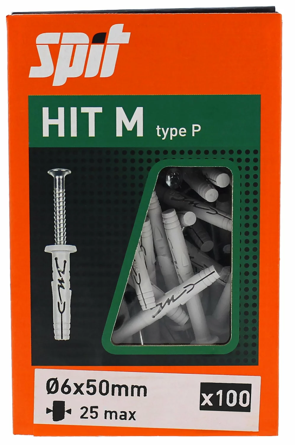 Spit 050121 Slagplug Hit M met kraag - 6 x 50mm - PZ2 (100st)-image