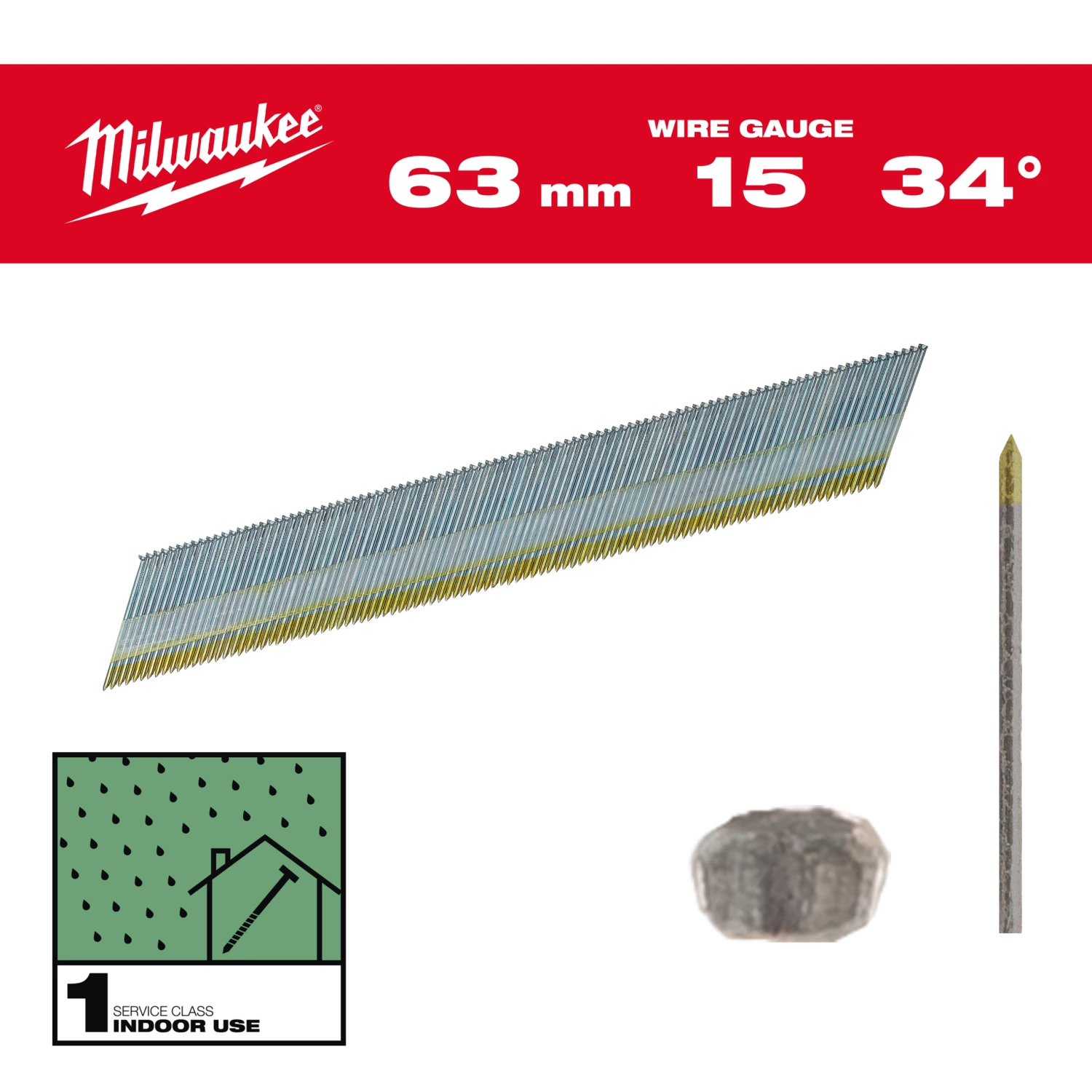 Milwaukee 4932492578 Clous 15G/34/63mm/G/SC1-2,2kpc-image