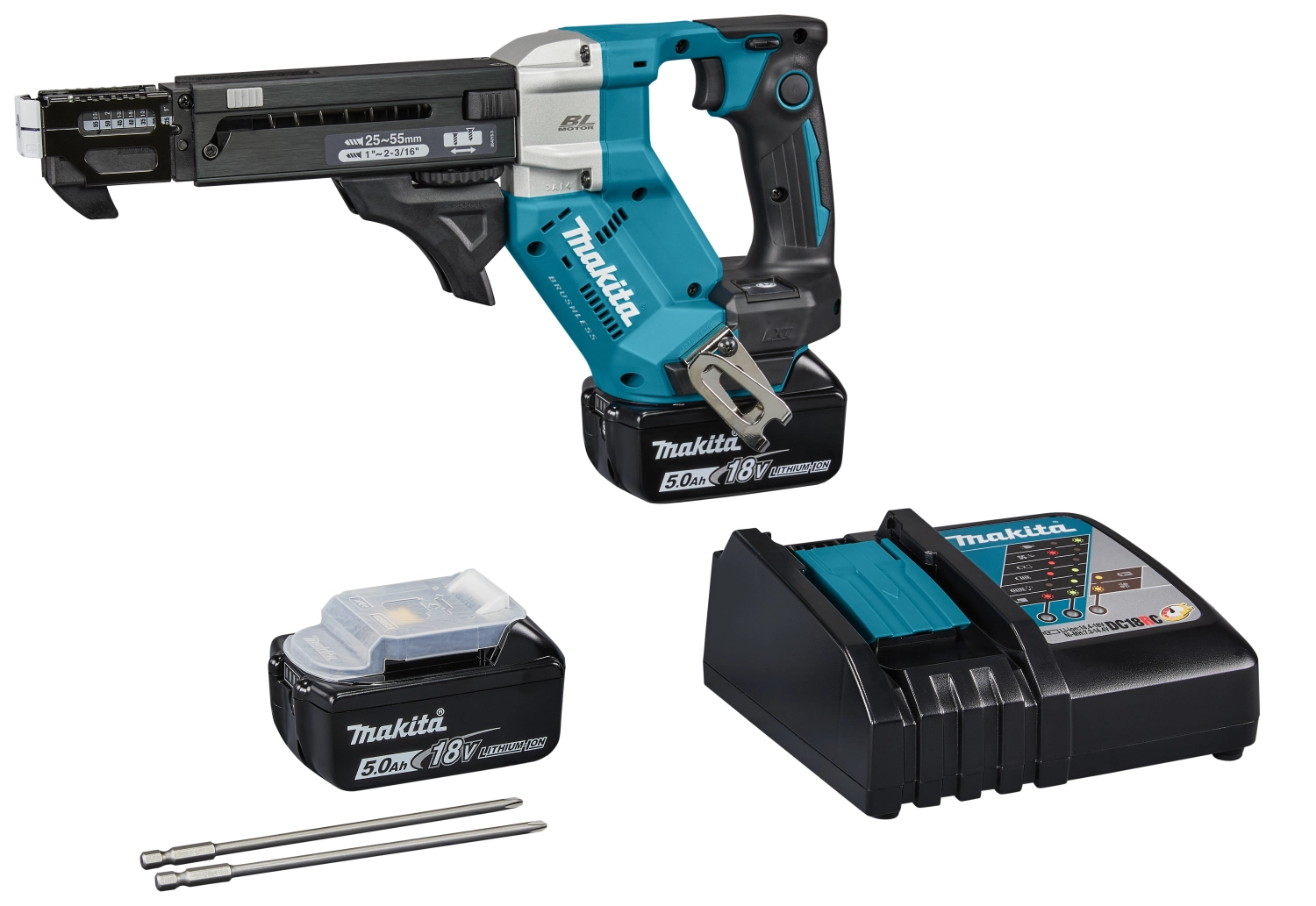 Makita DFR551RTJ Visseuses à bande sans-fil 18 V Li-ion - Kit complet (2 X 5,0 Ah) dans Mbox - 25-55 mm-image