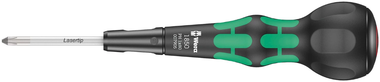 Wera 05007905001 1850 PH Kraftform Ball-Grip Tournevis cruciforme lame d'atelier - PH 1 x 80 mm-image