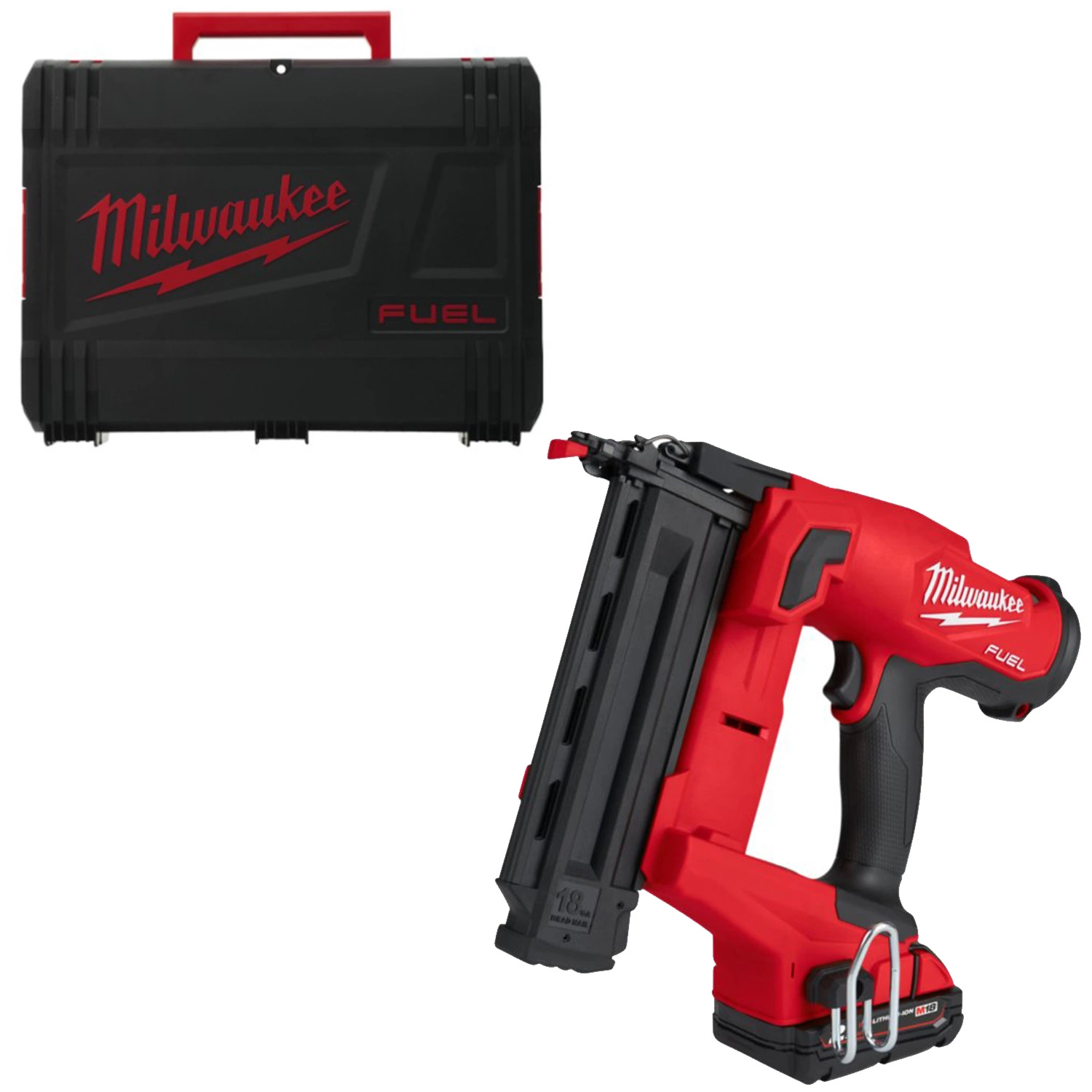 Milwaukee M18 FN18GS-202X - Set cloueur mini Li-Ion 18V (2x batterie 2,0Ah) dans HD-box - 18GA - 16-54mm-image